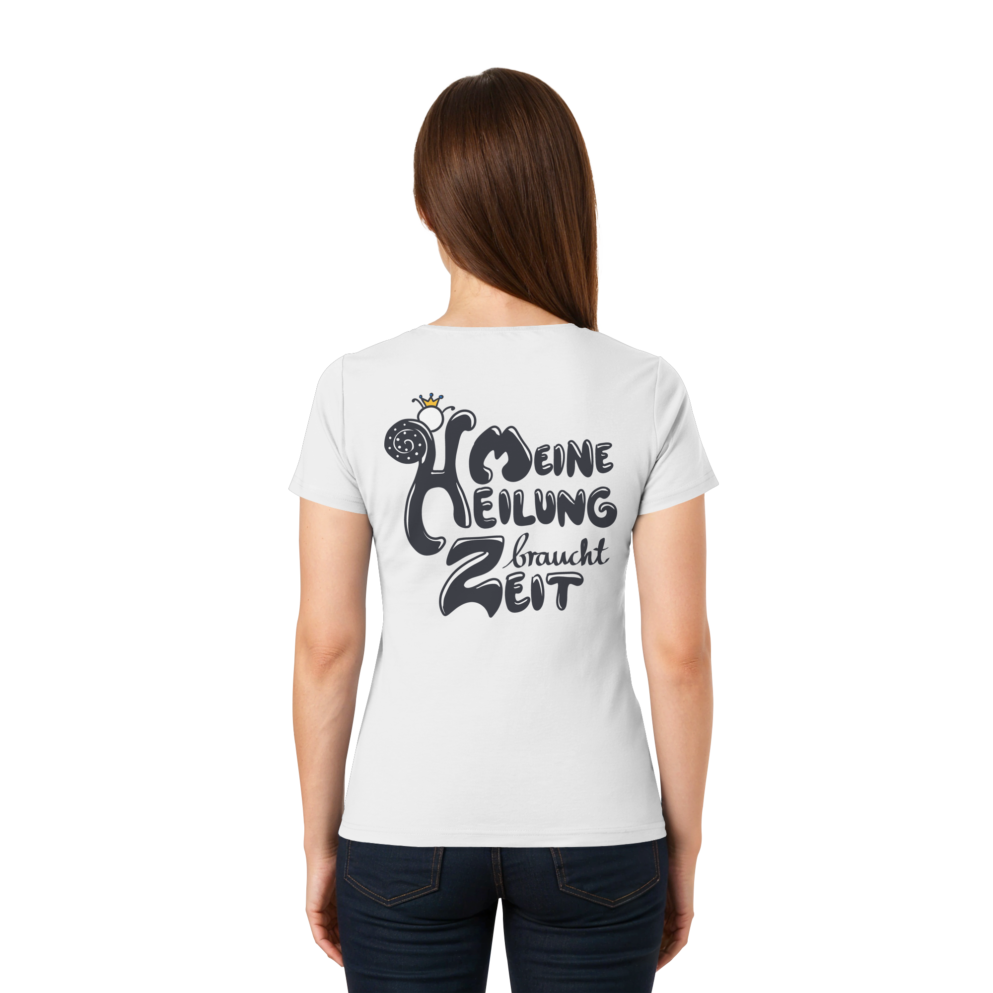 Meine Heilung braucht Zeit "Schwarze Edition" Backprint - Ladies V-Neck Shirt