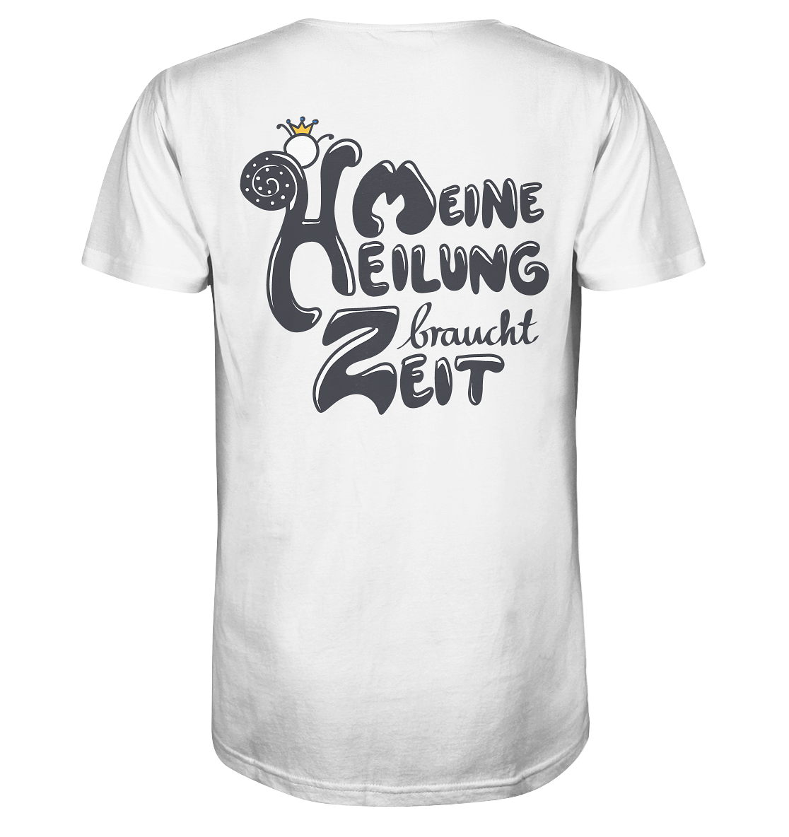 Meine Heilung braucht Zeit "Schwarze Edition" Backprint - Mens Organic V-Neck Shirt