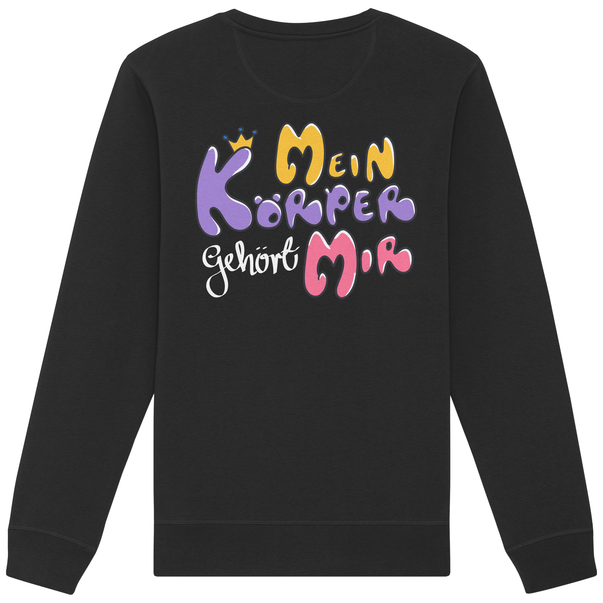 Survivor Queens Logo mit "Mein Körper gehört mir" Backprint (dunkel) - Organic Basic Unisex Sweatshirt