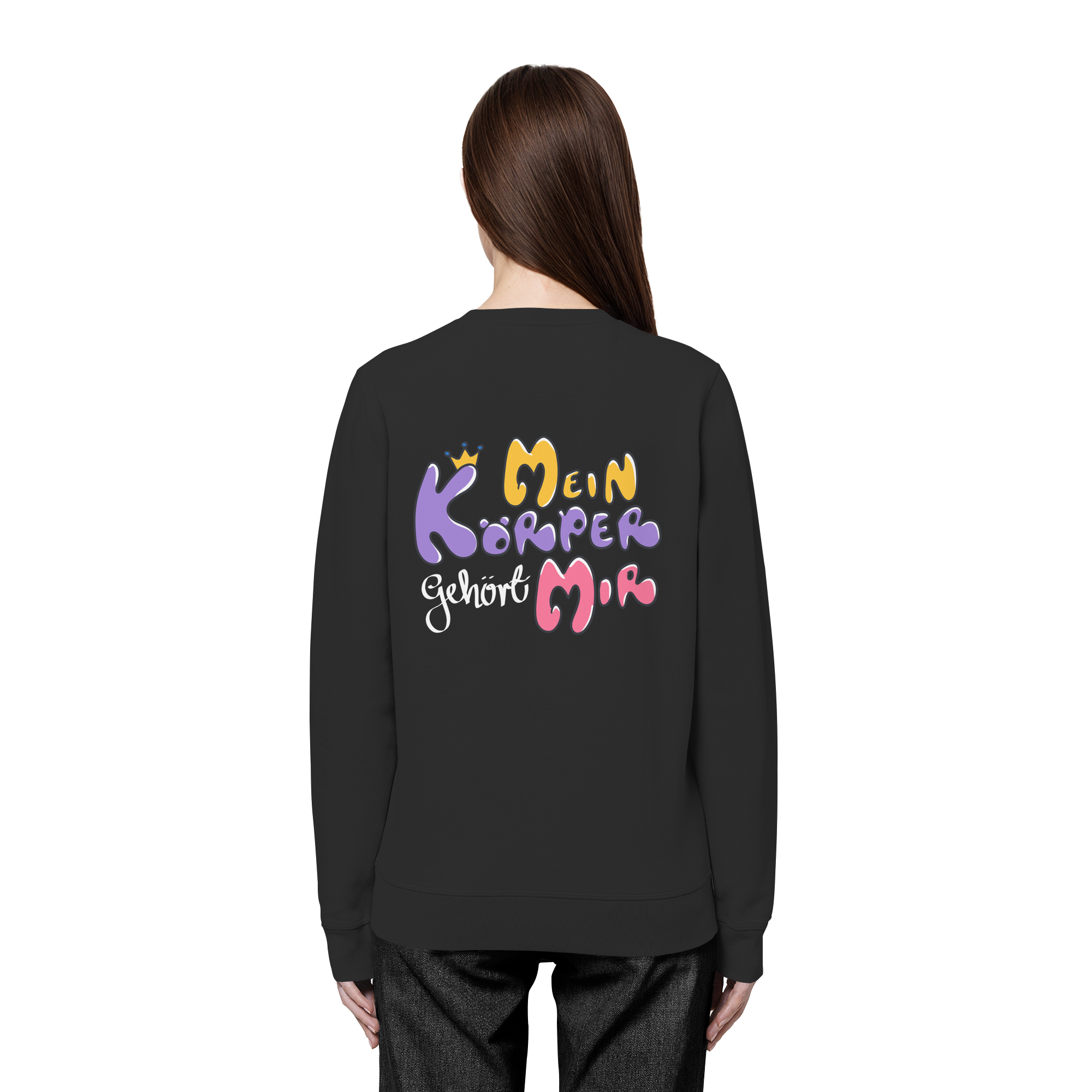 Survivor Queens Logo mit "Mein Körper gehört mir" Backprint (dunkel) - Organic Basic Unisex Sweatshirt