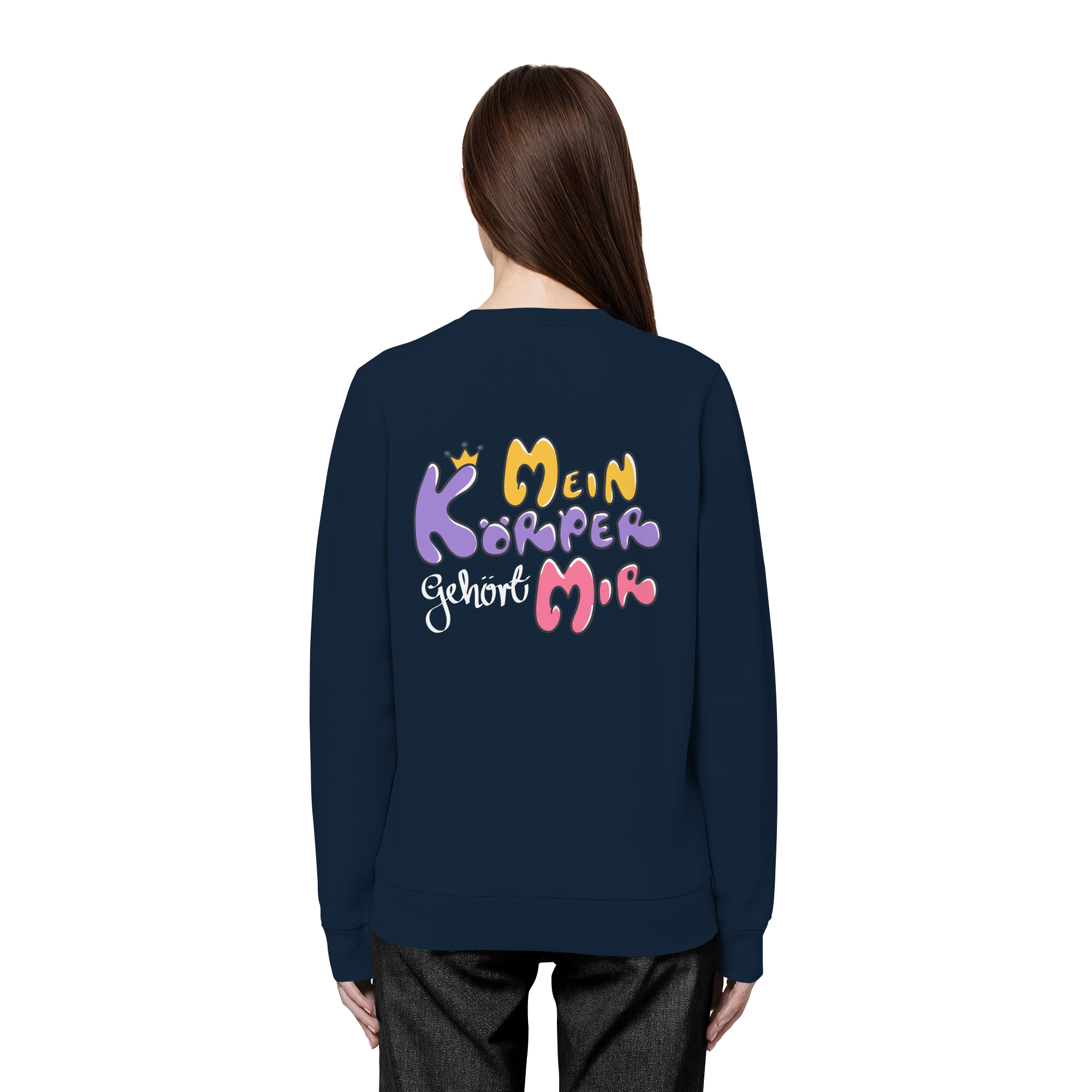 Survivor Queens Logo mit "Mein Körper gehört mir" Backprint (dunkel) - Organic Basic Unisex Sweatshirt