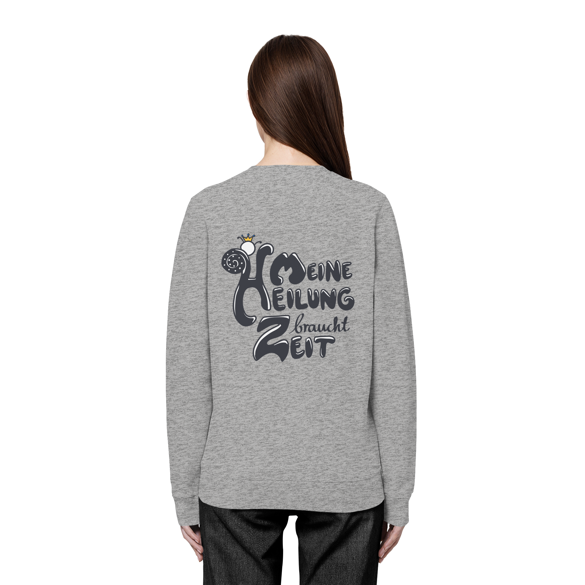 Meine Heilung braucht Zeit "Schwarze Edition" Backprint - Organic Basic Unisex Sweatshirt