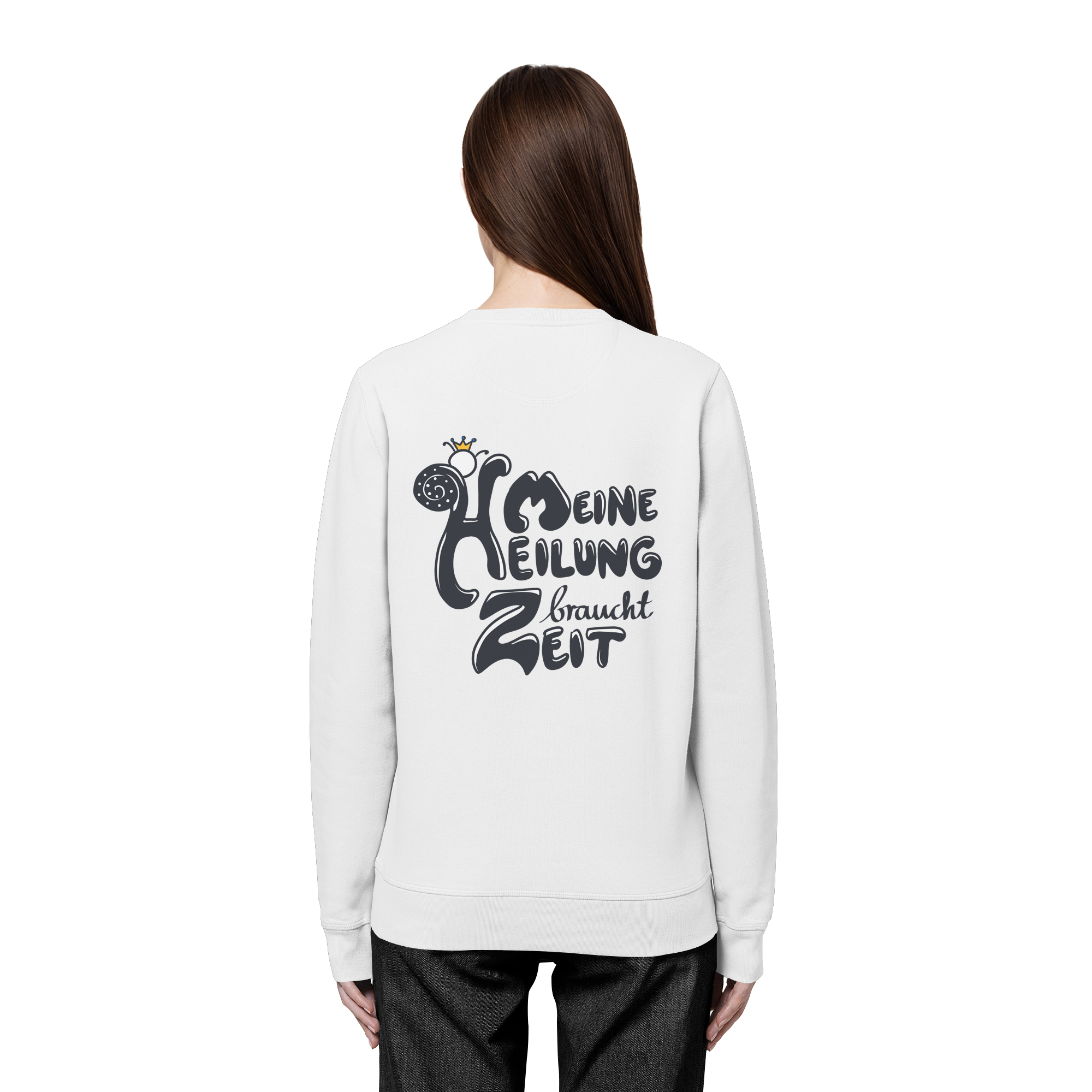 Meine Heilung braucht Zeit "Schwarze Edition" Backprint - Organic Basic Unisex Sweatshirt