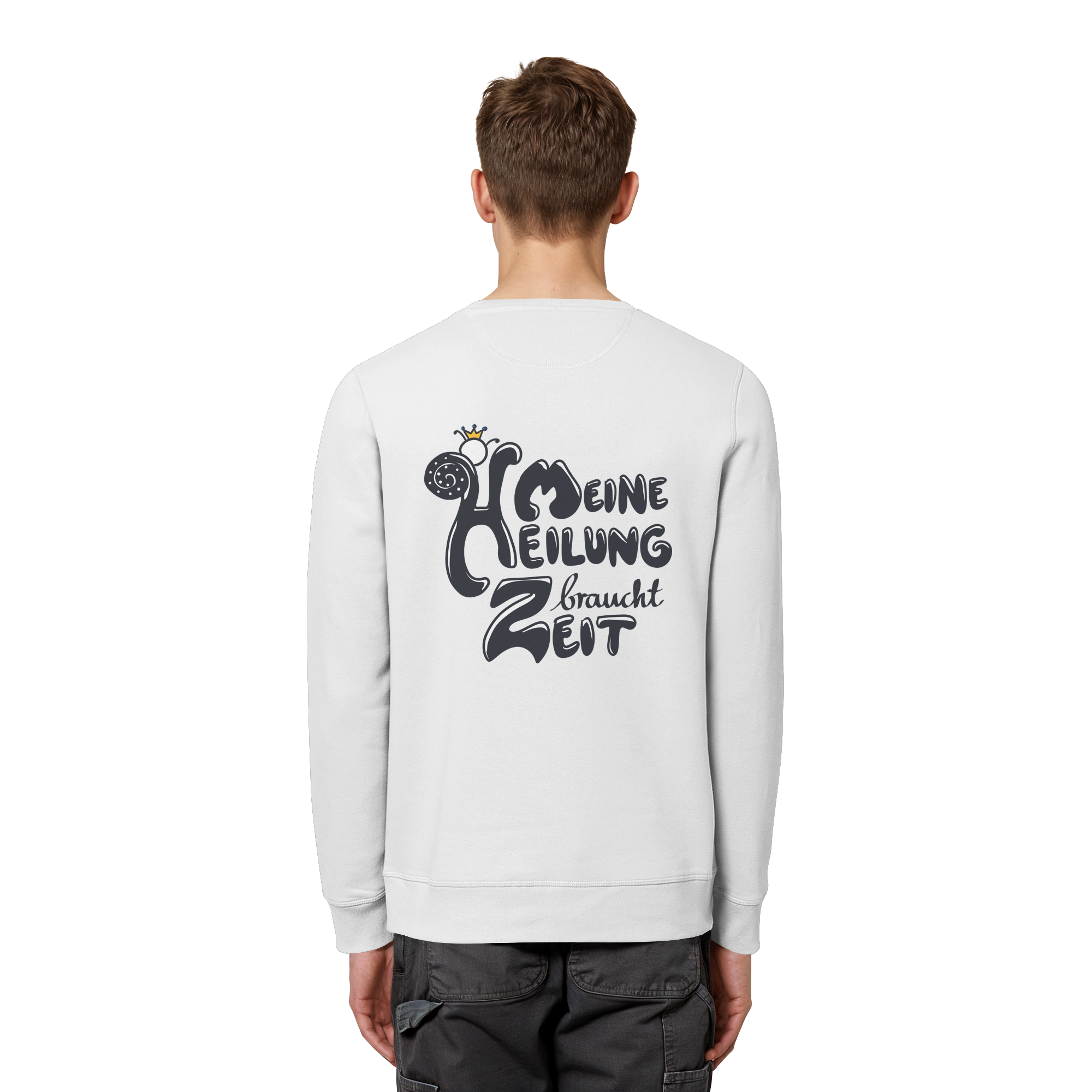 Meine Heilung braucht Zeit "Schwarze Edition" Backprint - Organic Basic Unisex Sweatshirt