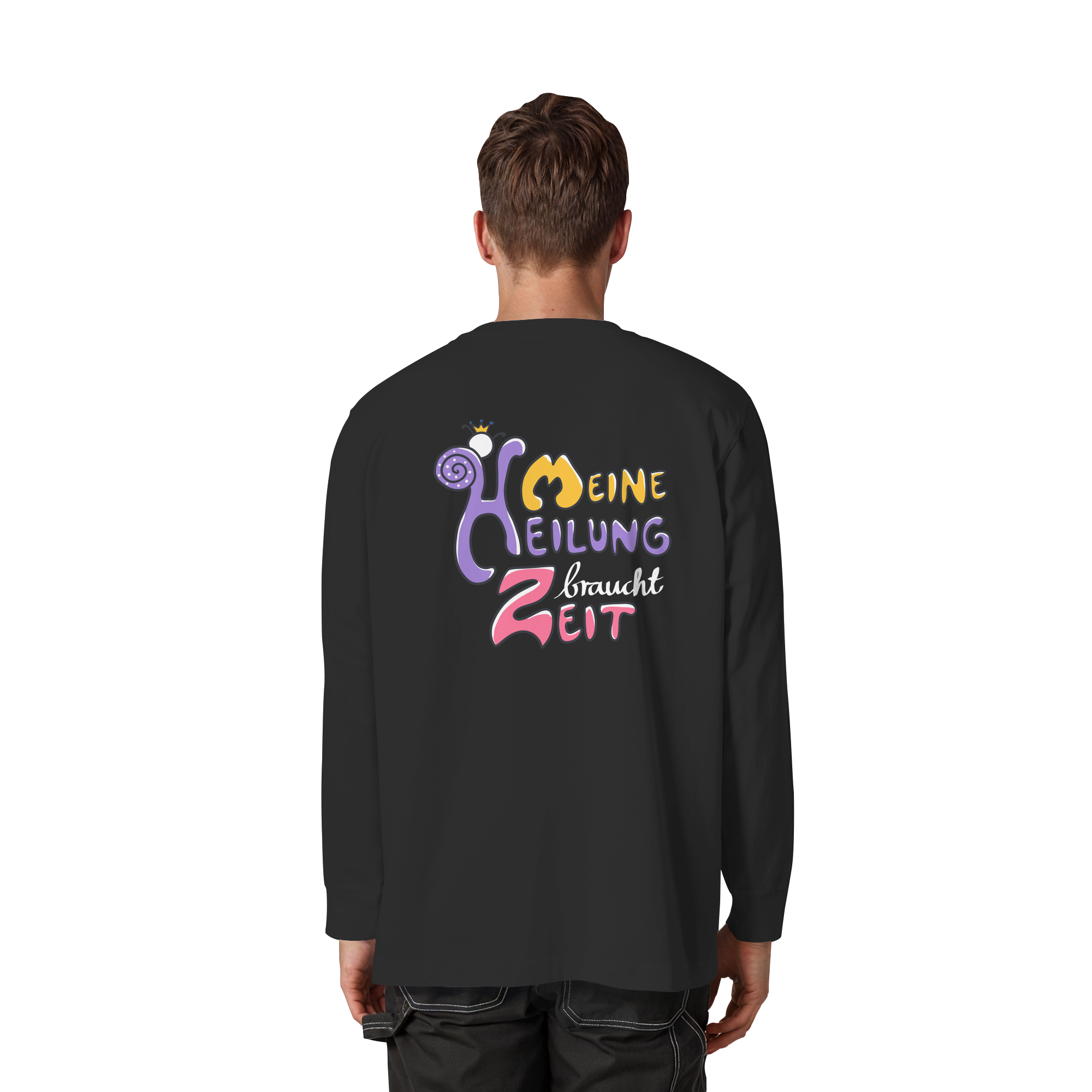 Meine Heilung braucht Zeit "Bunte Edition" Backprint - Organic Heavy Oversized Longsleeve T-Shirt