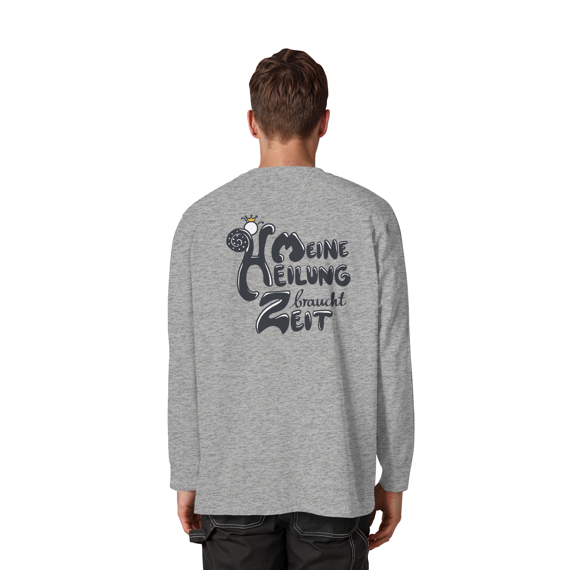 Meine Heilung braucht Zeit "Schwarze Edition" Backprint - Organic Heavy Oversized Longsleeve T-Shirt