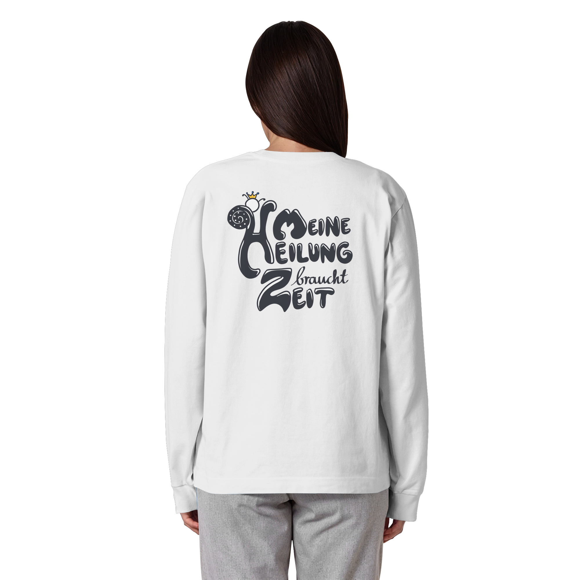 Meine Heilung braucht Zeit "Schwarze Edition" Backprint - Organic Heavy Oversized Longsleeve T-Shirt