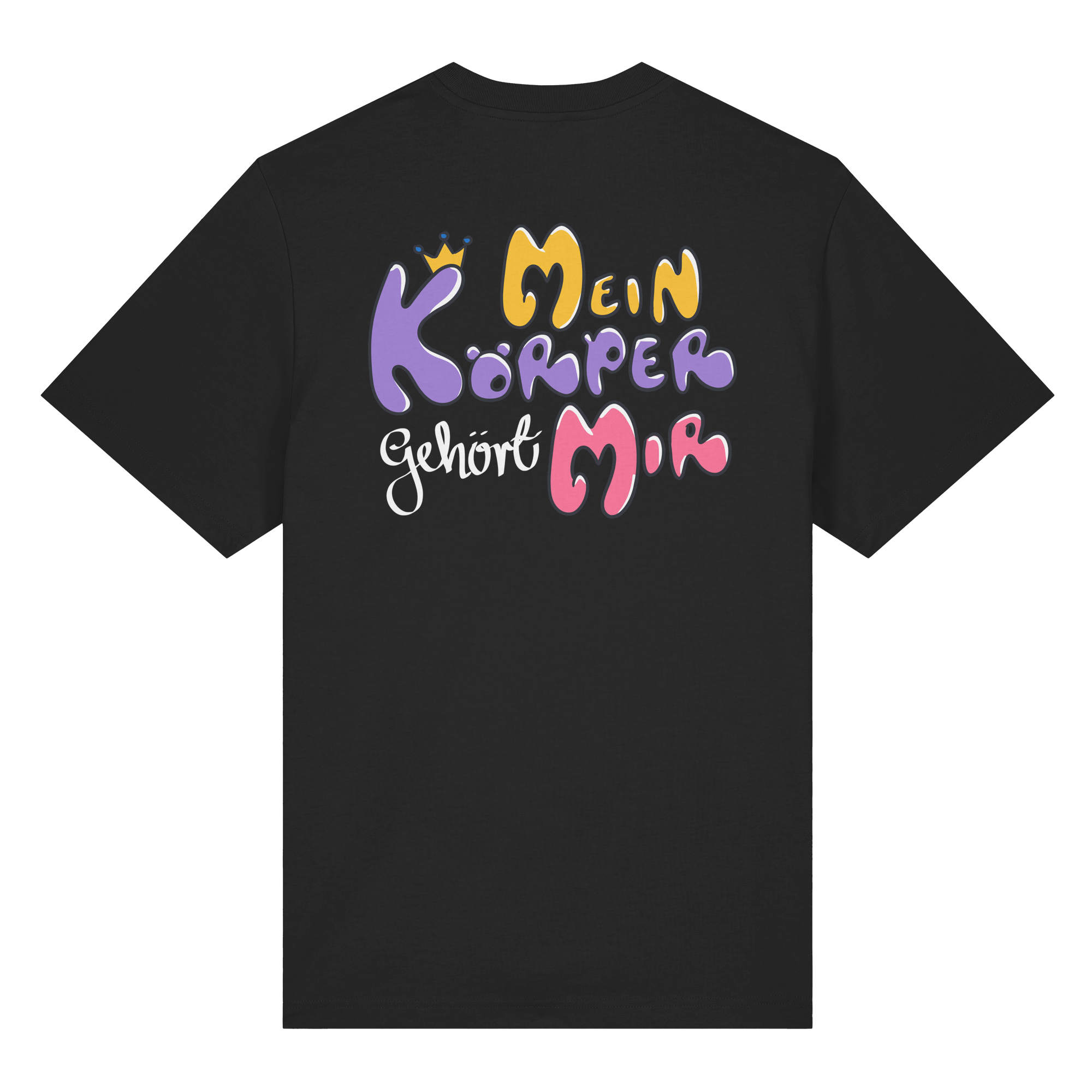 Survivor Queens Logo mit "Mein Körper gehört mir" Backprint (dunkel) - Organic Heavy T-Shirt