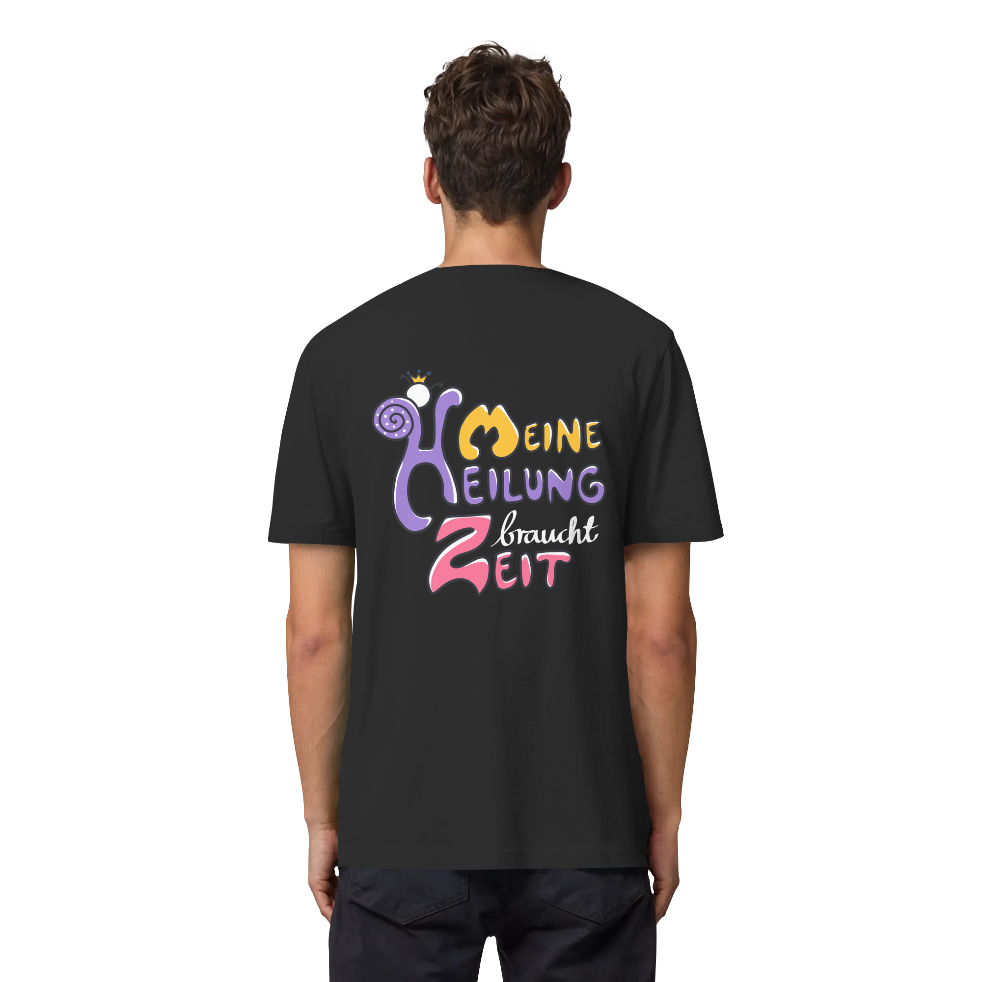 Meine Heilung braucht Zeit "Bunte Edition" Backprint - Organic Heavy T-Shirt