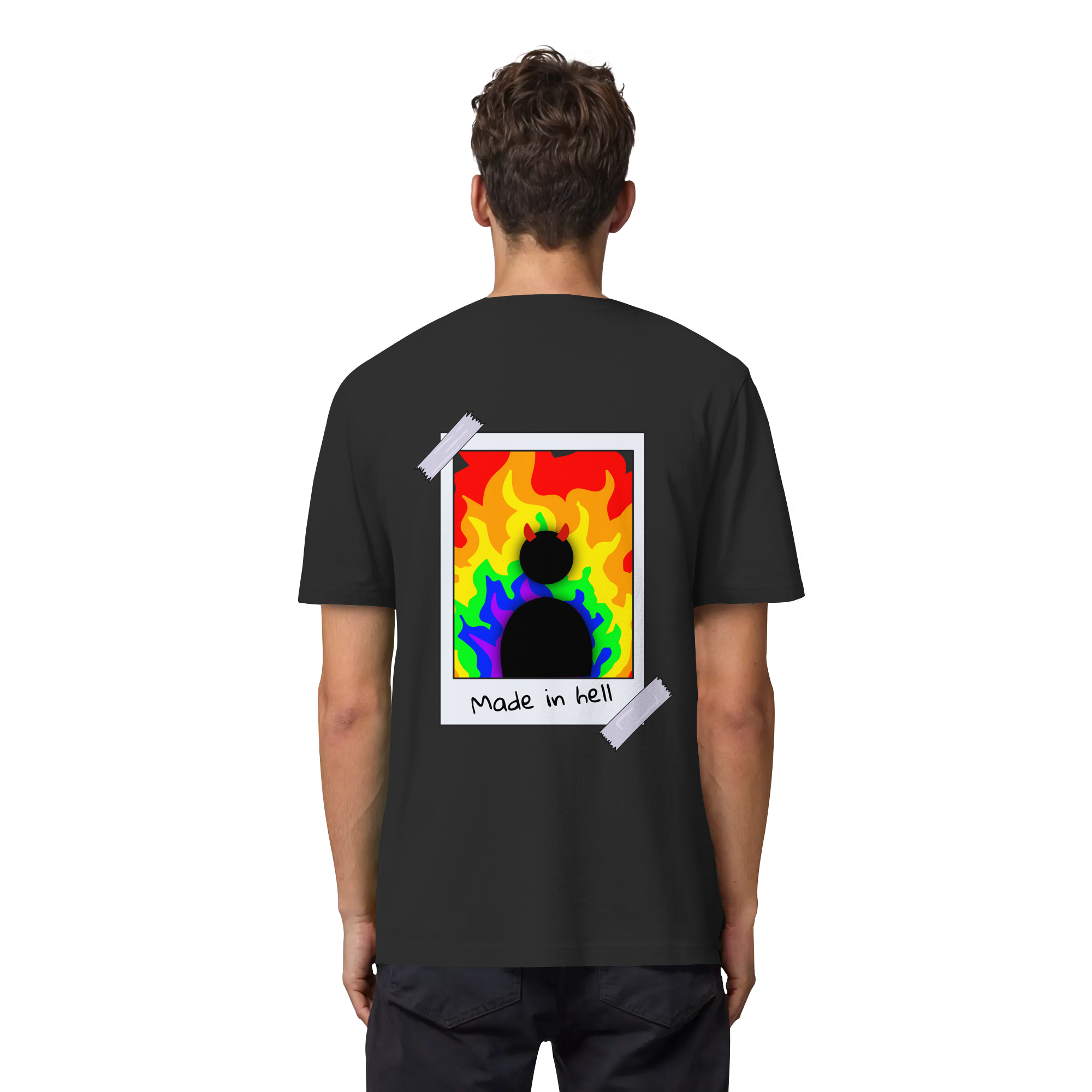 made in hell "Regenbogen Flammen Edition" Backprint - Organic Heavy T-Shirt