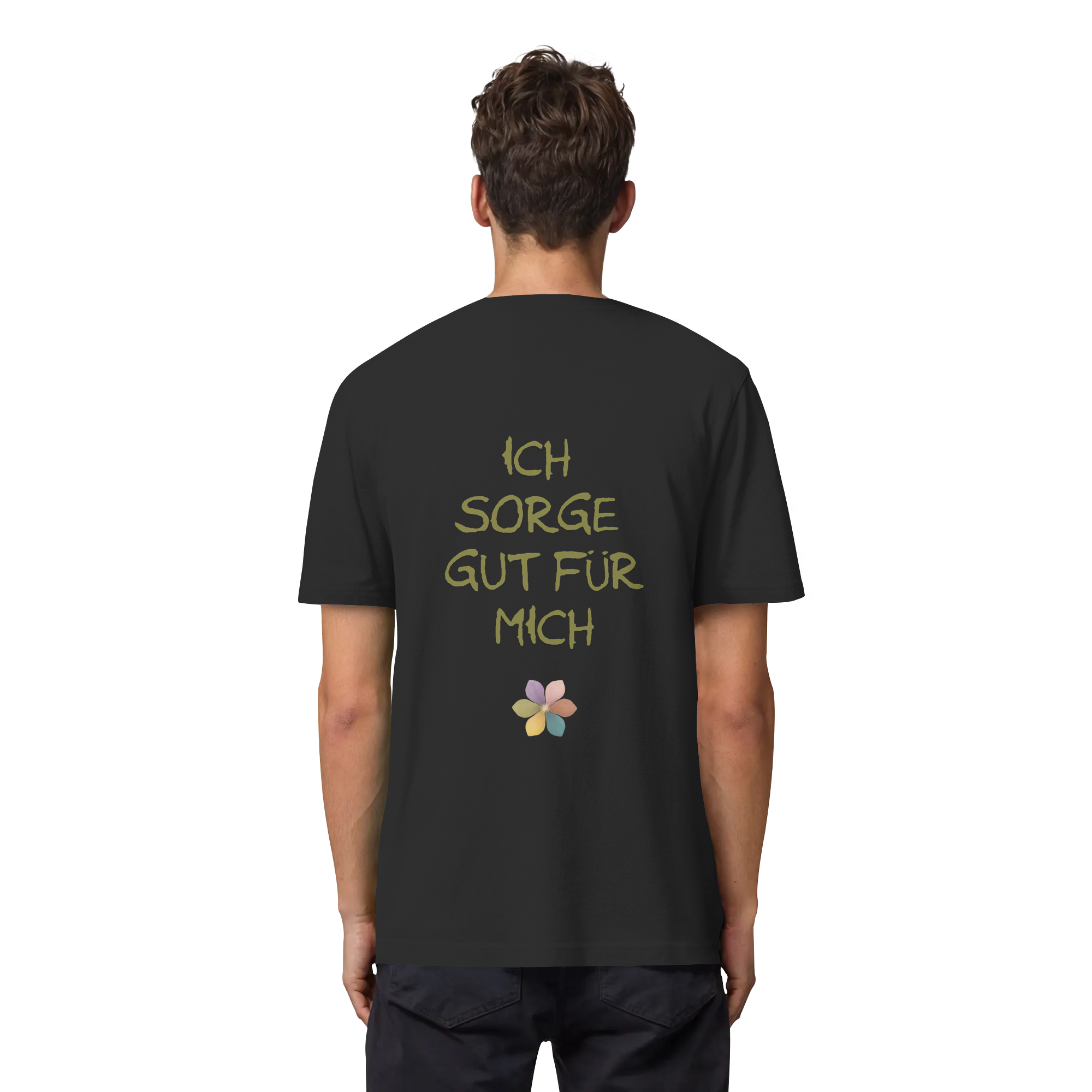 Ich sorge gut für mich "Achtsamkeitsblüte Edition" Backprint - Organic Heavy T-Shirt