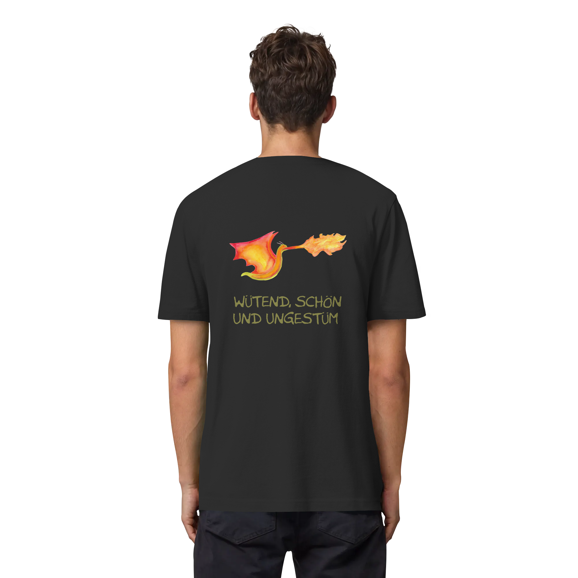 Wütend, schön und ungestüm "Jona Flammen Edition" Backprint - Organic Heavy T-Shirt