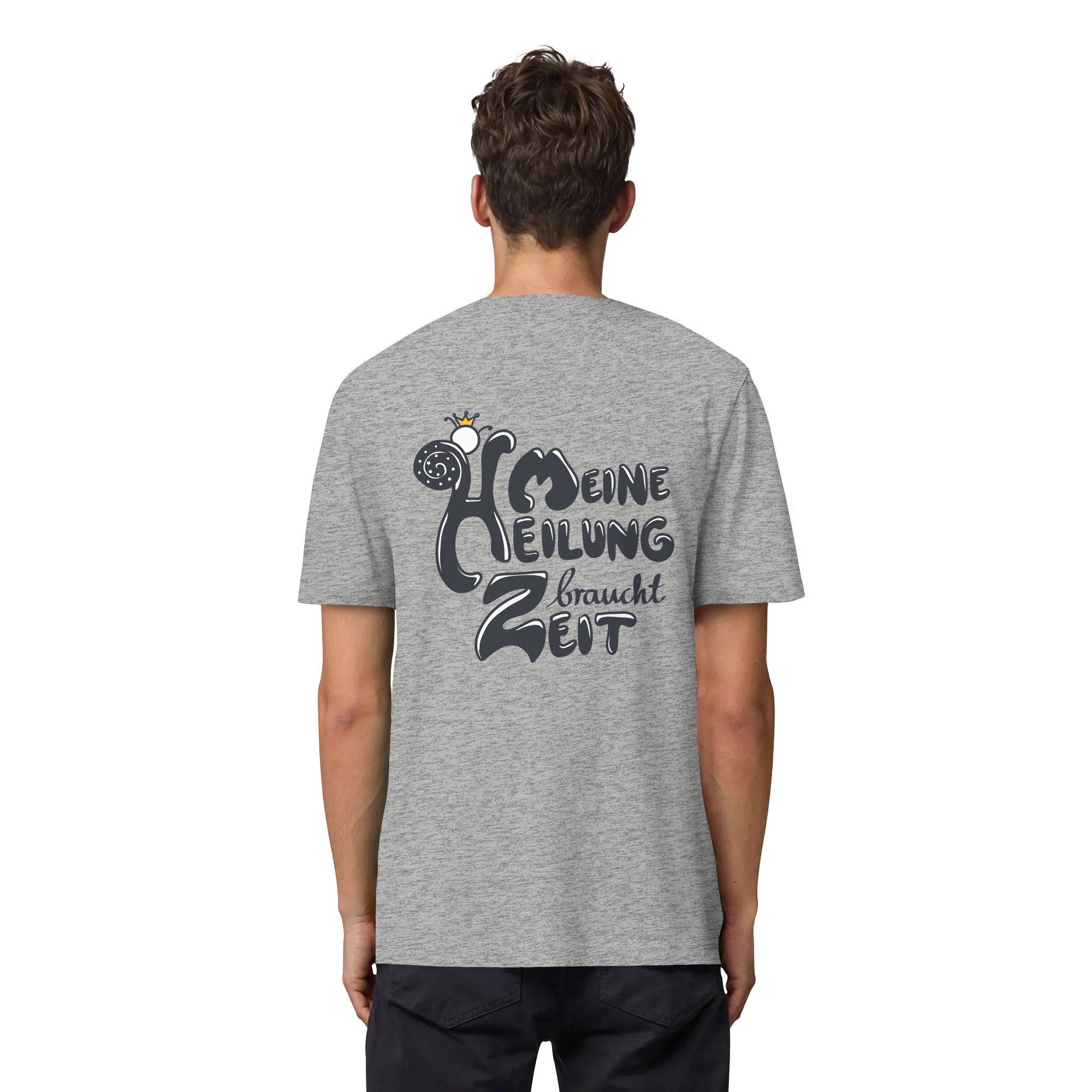 Meine Heilung braucht Zeit "Schwarze Edition" Backprint - Organic Heavy T-Shirt