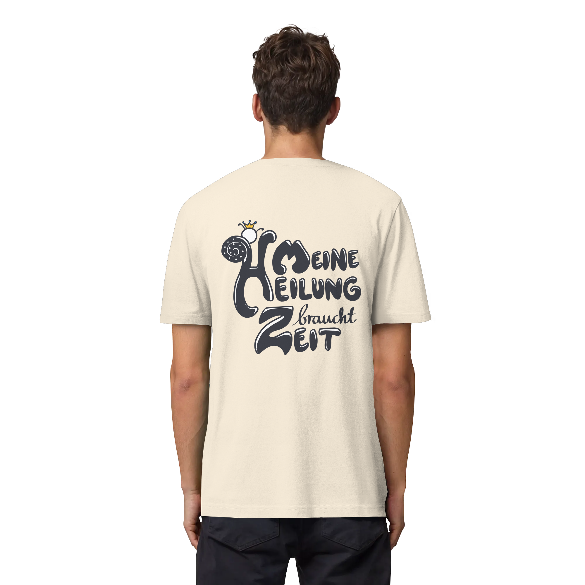 Meine Heilung braucht Zeit "Schwarze Edition" Backprint - Organic Heavy T-Shirt