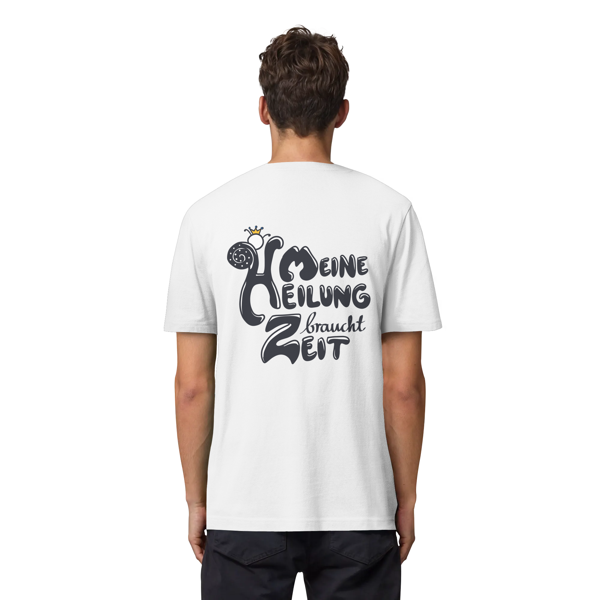 Meine Heilung braucht Zeit "Schwarze Edition" Backprint - Organic Heavy T-Shirt