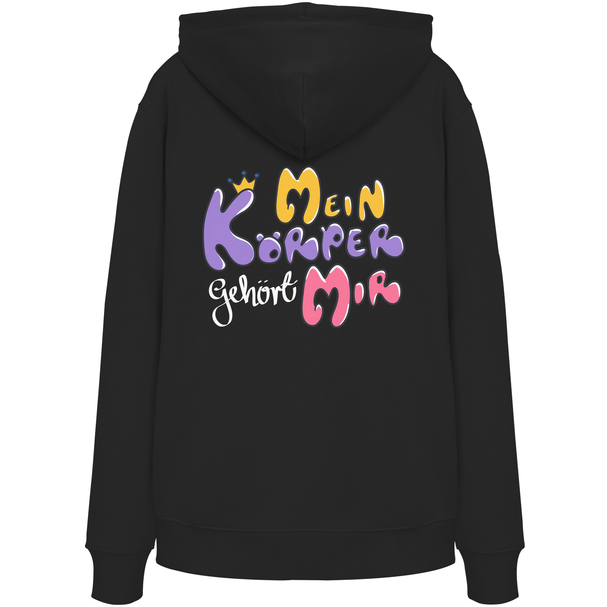 Survivor Queens Logo mit "Mein Körper gehört mir" Backprint (dunkel) - Organic Hoodie