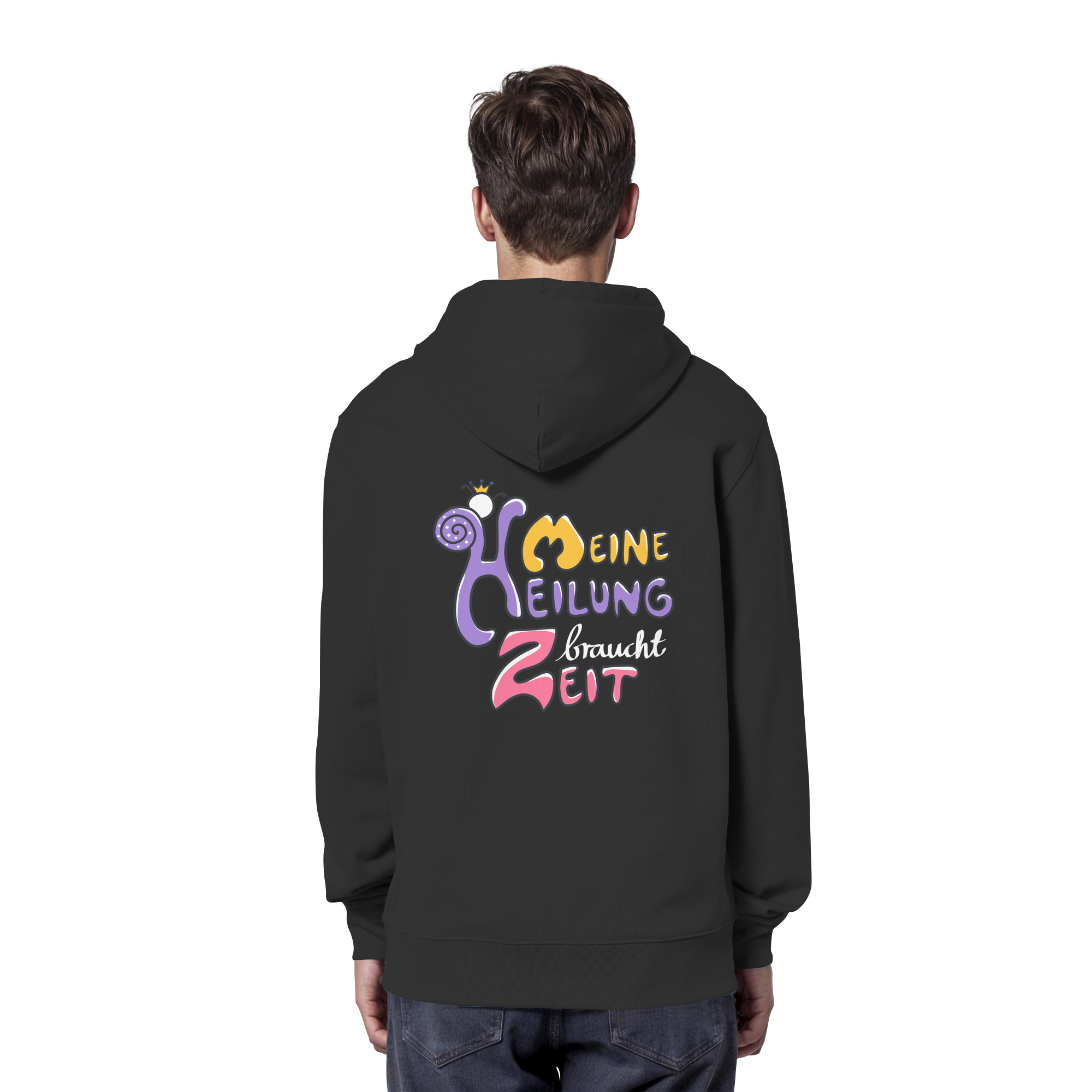 Meine Heilung braucht Zeit "Bunte Edition" Backprint - Organic Hoodie