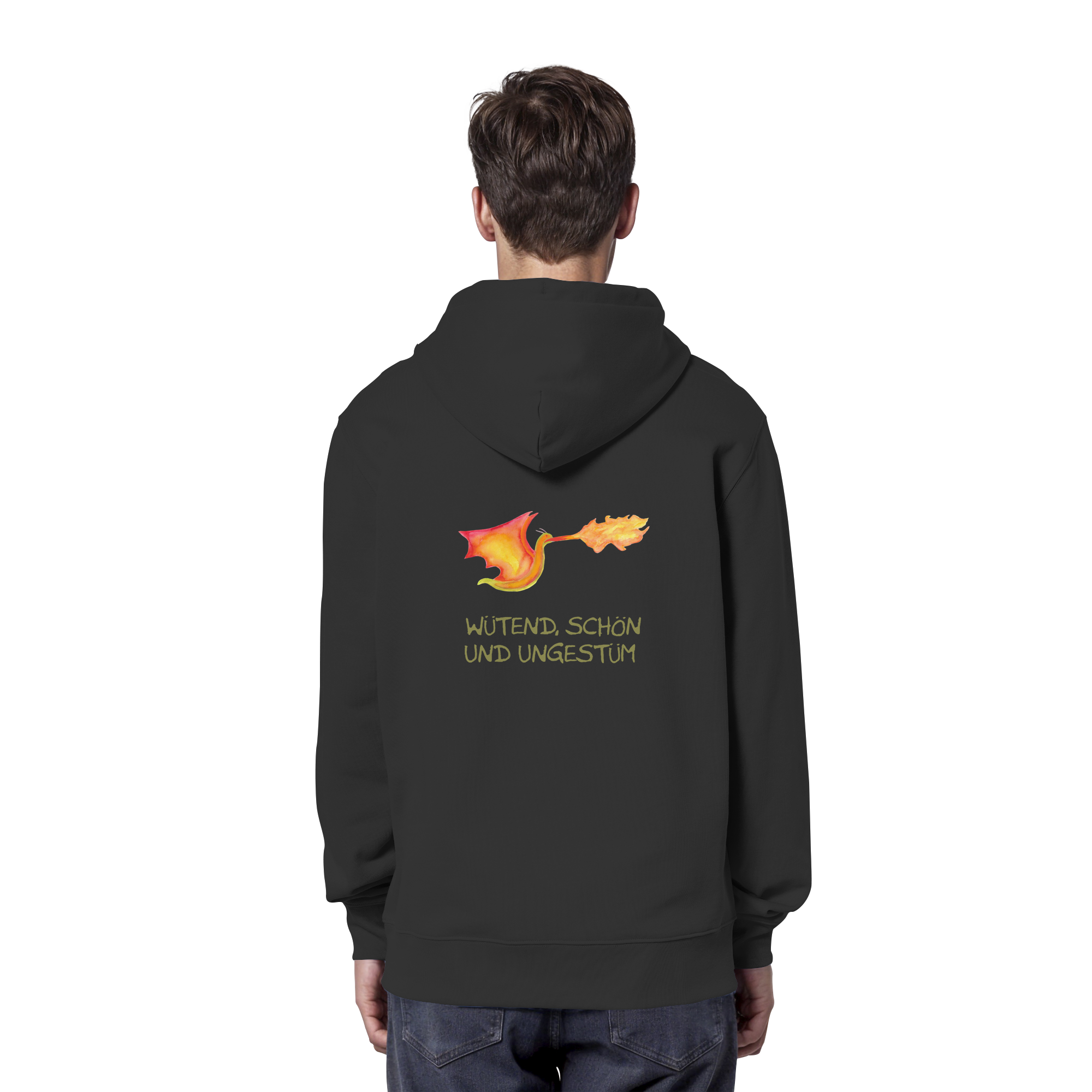 Wütend, schön und ungestüm "Jona Flammen Edition" Backprint - Organic Hoodie