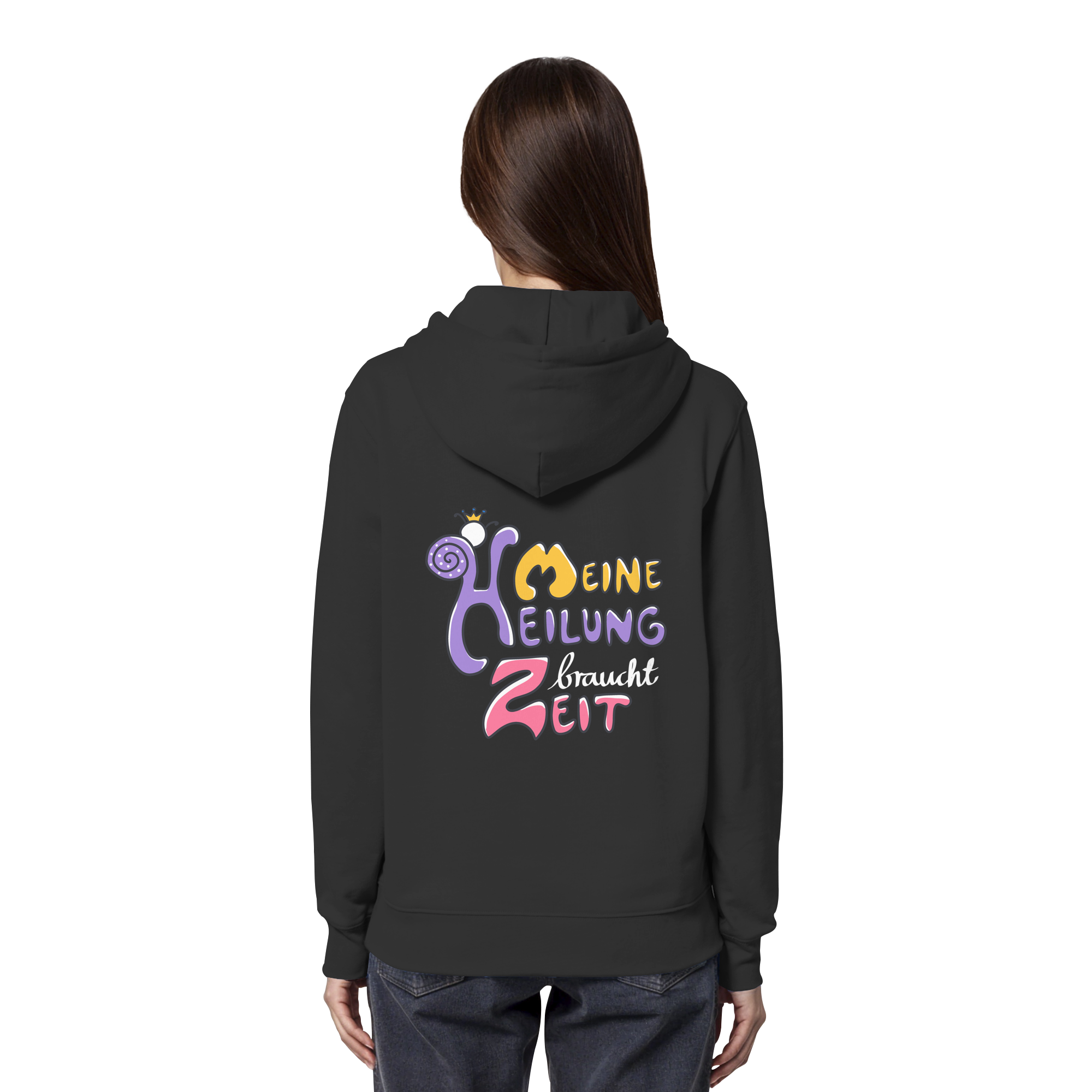 Meine Heilung braucht Zeit "Bunte Edition" Backprint - Organic Hoodie
