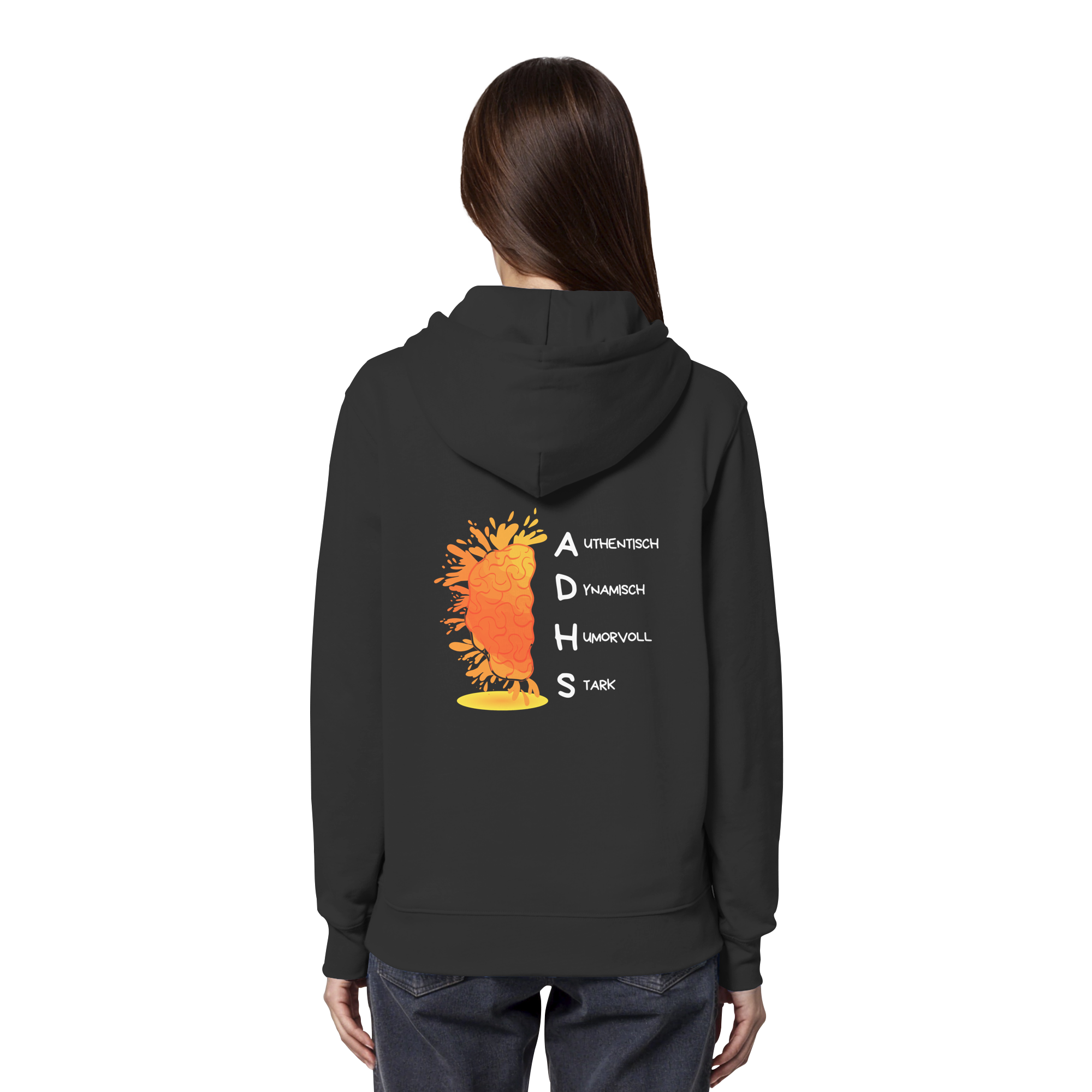 ADHS Authentisch Dynamisch Humorvoll Stark Backprint - Organic Hoodie
