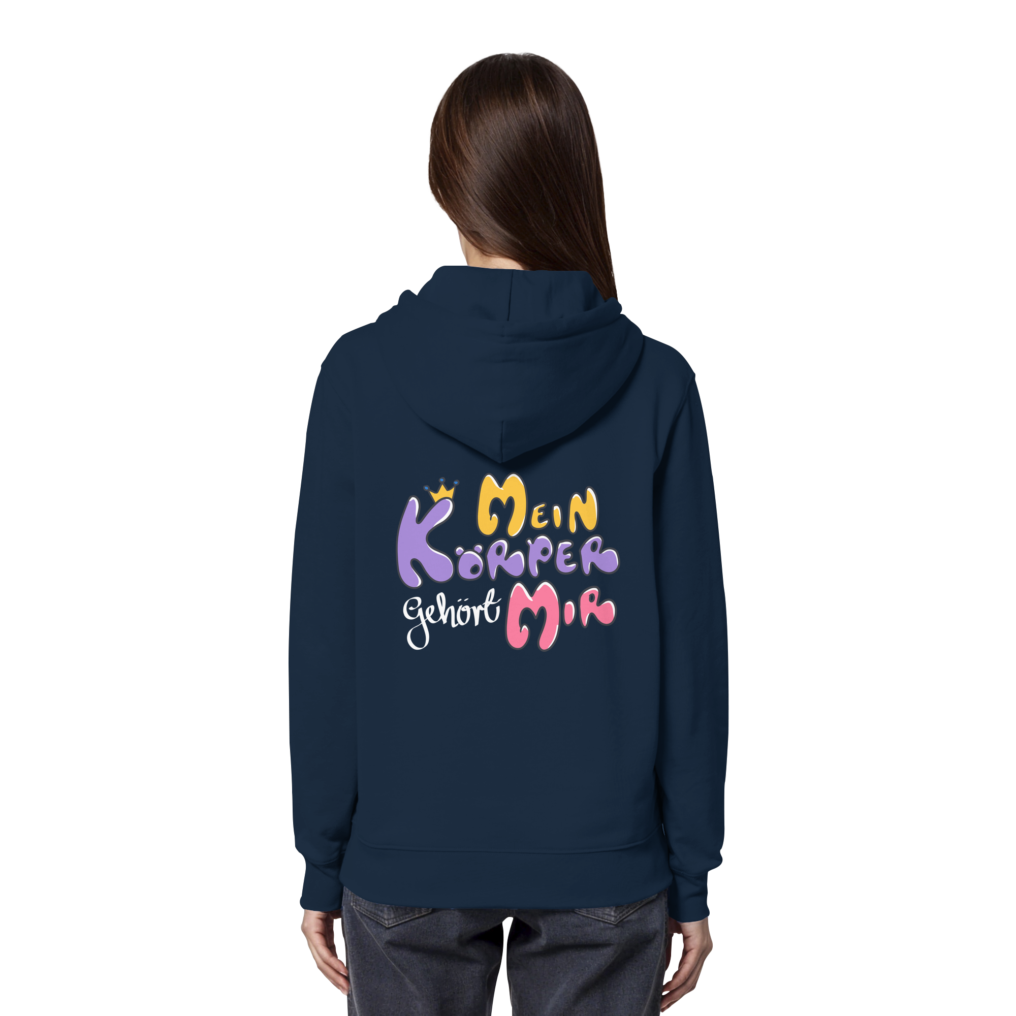 Survivor Queens Logo mit "Mein Körper gehört mir" Backprint (dunkel) - Organic Hoodie