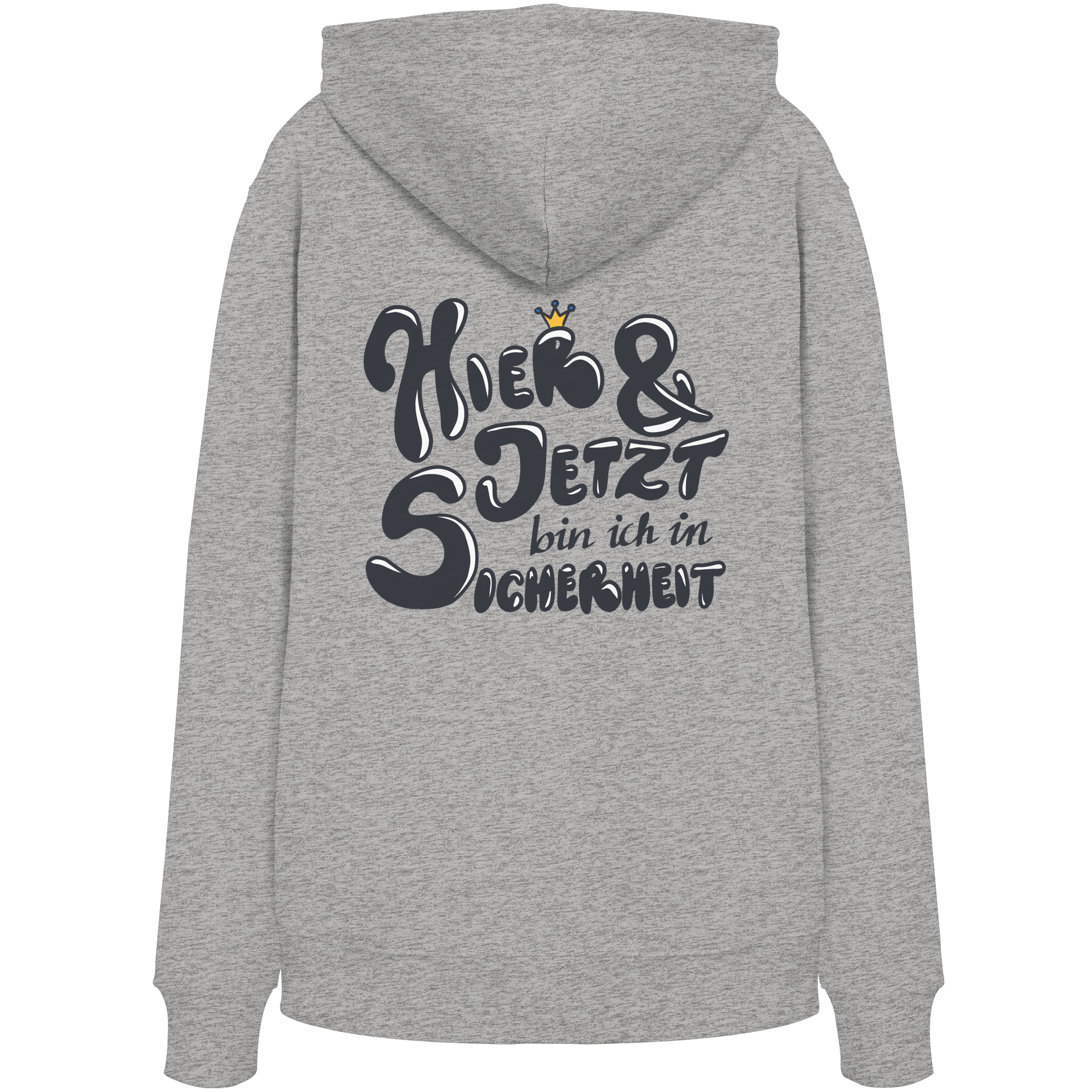 Hier und jetzt bin ich in Sicherheit "Schwarze Edition" Backprint - Organic Hoodie