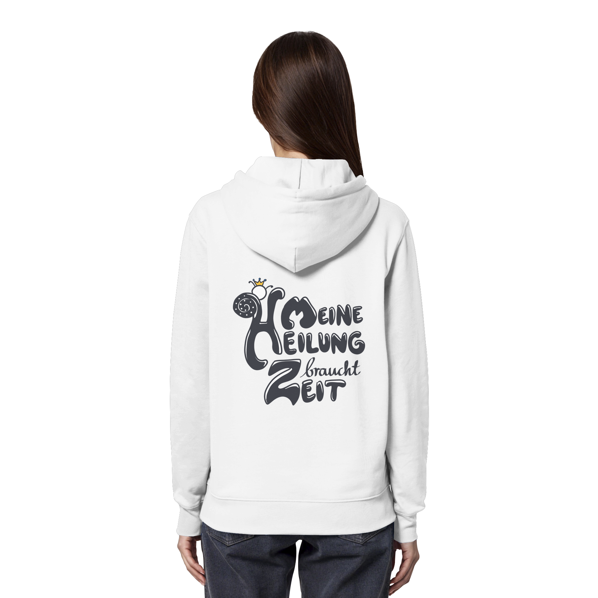 Meine Heilung braucht Zeit "Schwarze Edition" Backprint - Organic Hoodie