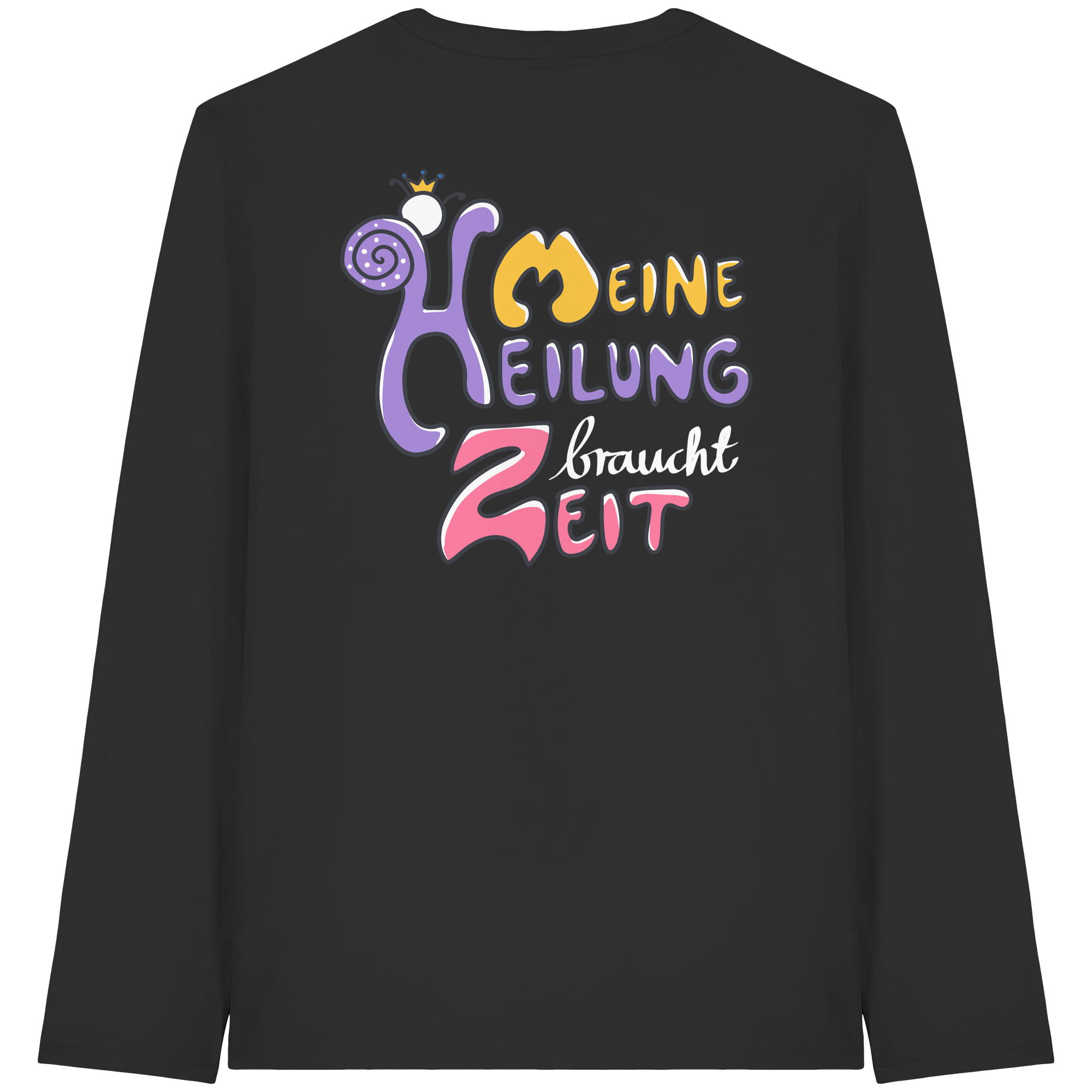 Meine Heilung braucht Zeit "Bunte Edition" Backprint - Organic Longsleeve T-Shirt