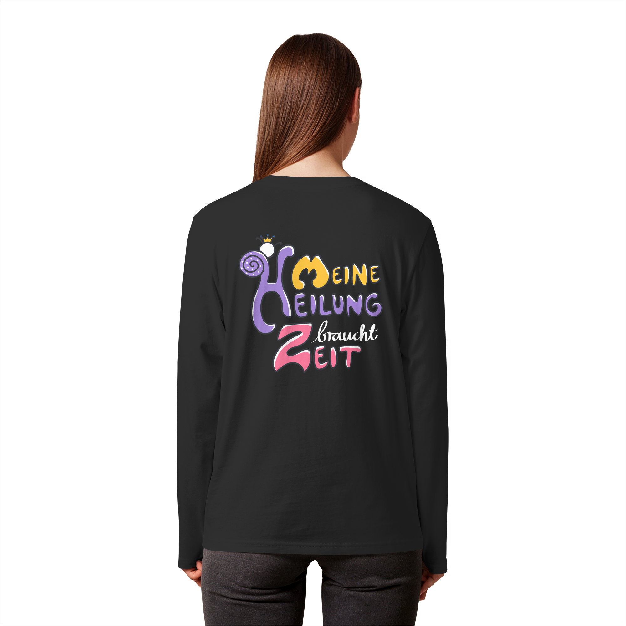 Meine Heilung braucht Zeit "Bunte Edition" Backprint - Organic Longsleeve T-Shirt