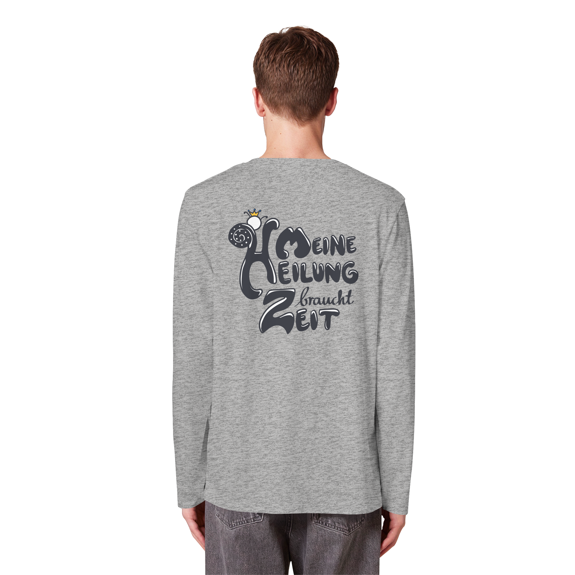 Meine Heilung braucht Zeit "Schwarze Edition" Backprint - Organic Longsleeve T-Shirt