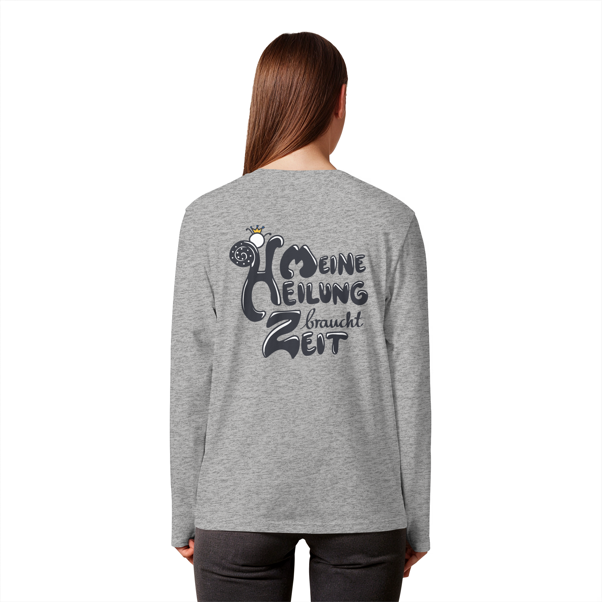 Meine Heilung braucht Zeit "Schwarze Edition" Backprint - Organic Longsleeve T-Shirt