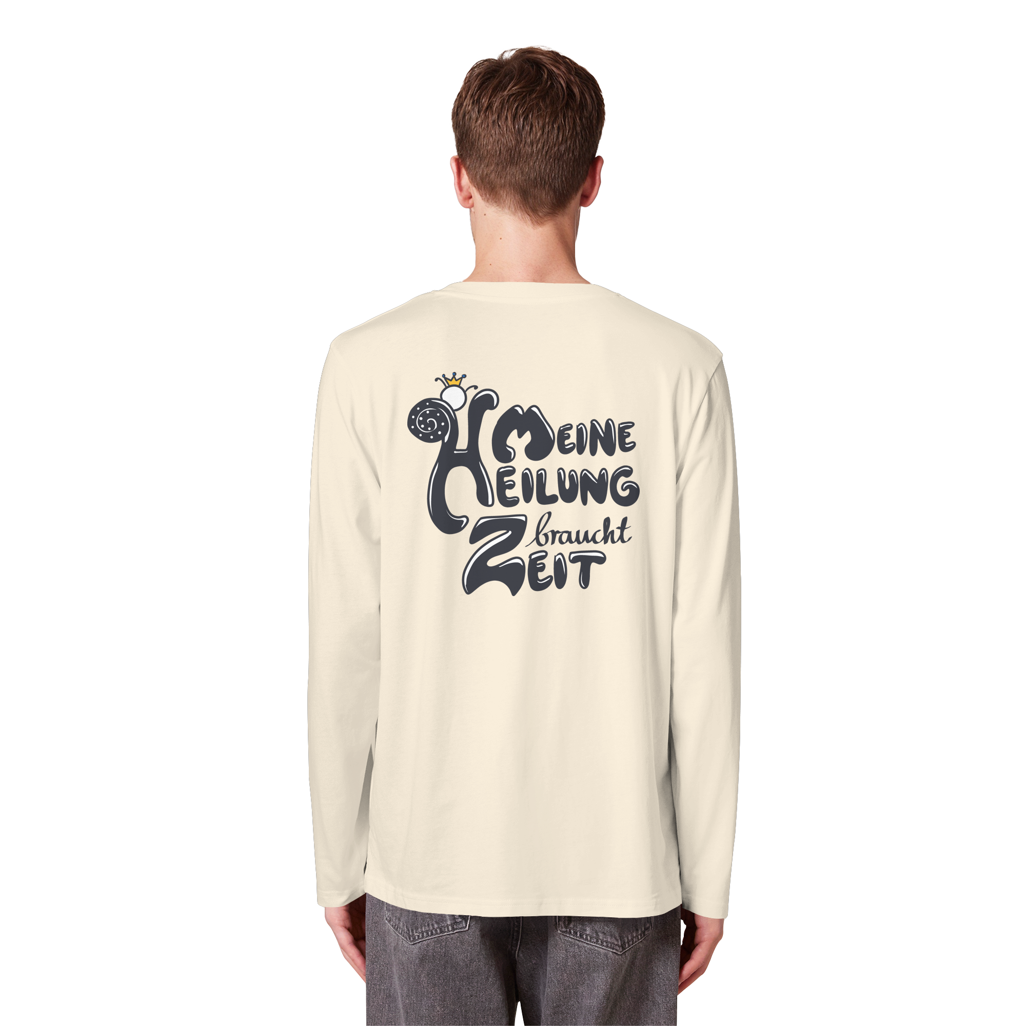 Meine Heilung braucht Zeit "Schwarze Edition" Backprint - Organic Longsleeve T-Shirt