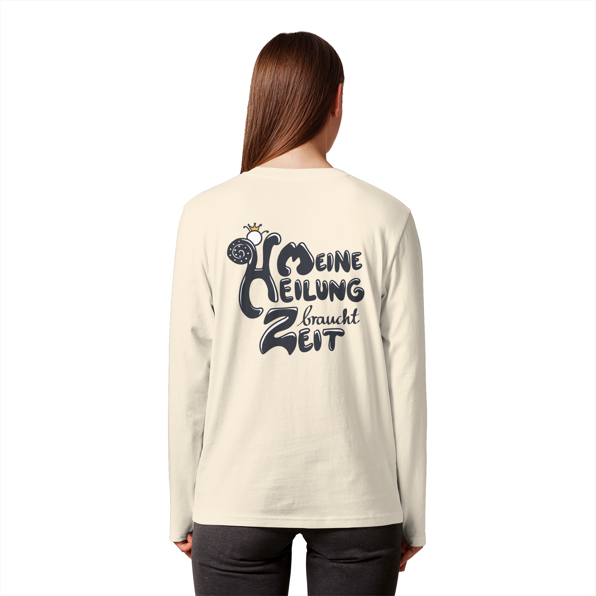 Meine Heilung braucht Zeit "Schwarze Edition" Backprint - Organic Longsleeve T-Shirt
