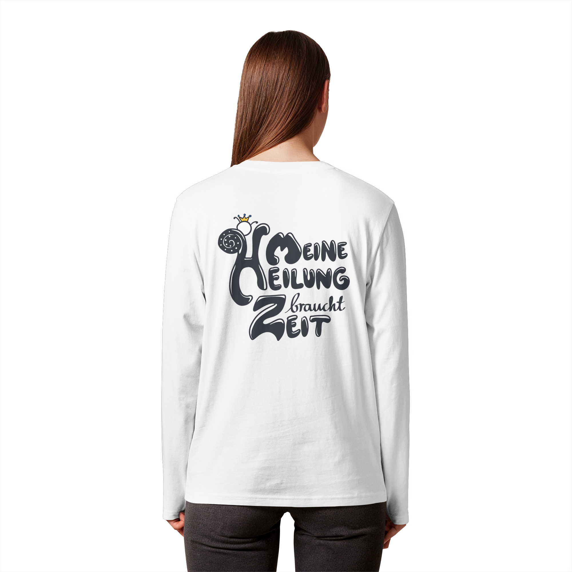 Meine Heilung braucht Zeit "Schwarze Edition" Backprint - Organic Longsleeve T-Shirt