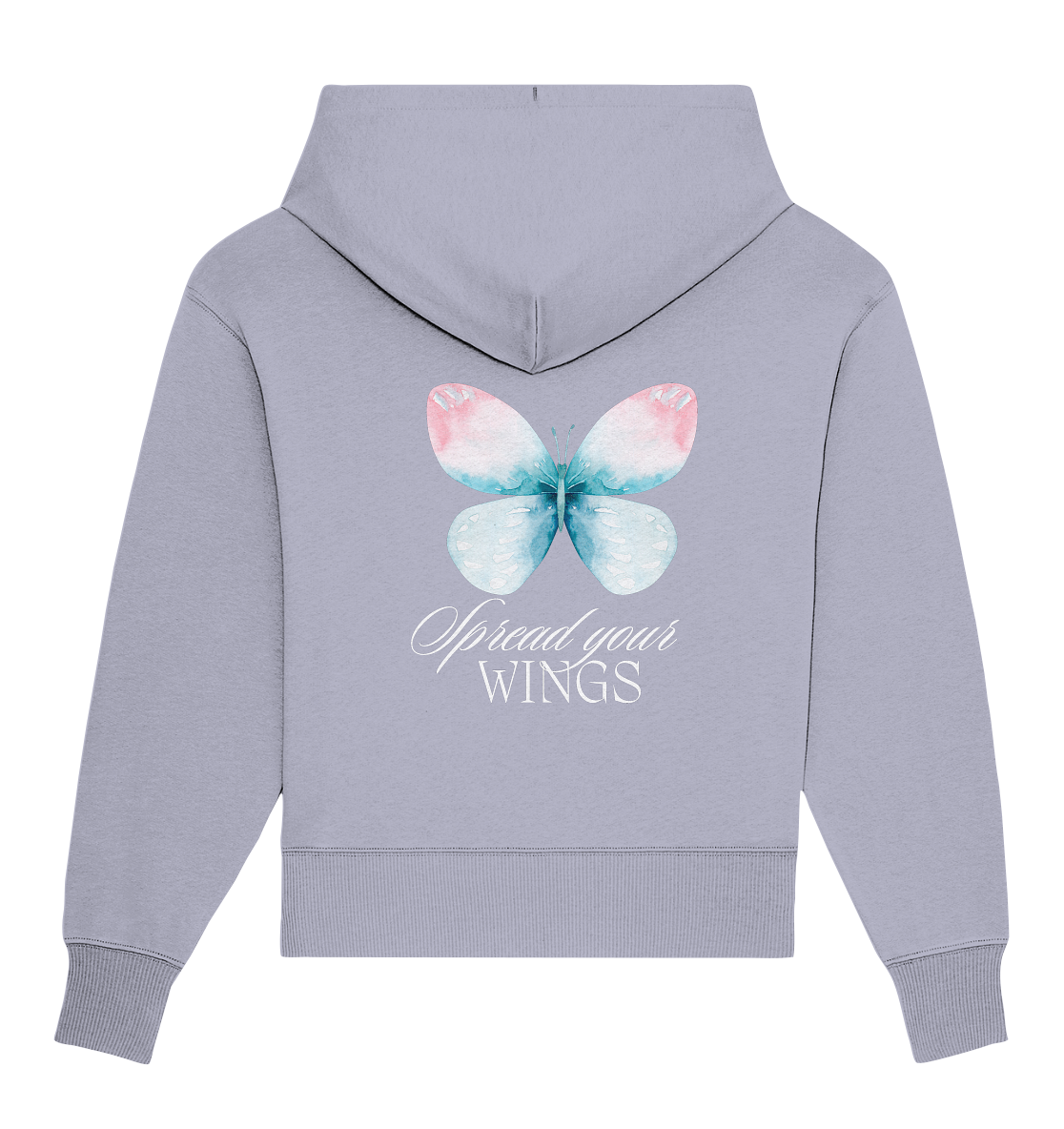 Spread your Wings (weiße Schrift) Backprint - Organic Oversize Hoodie