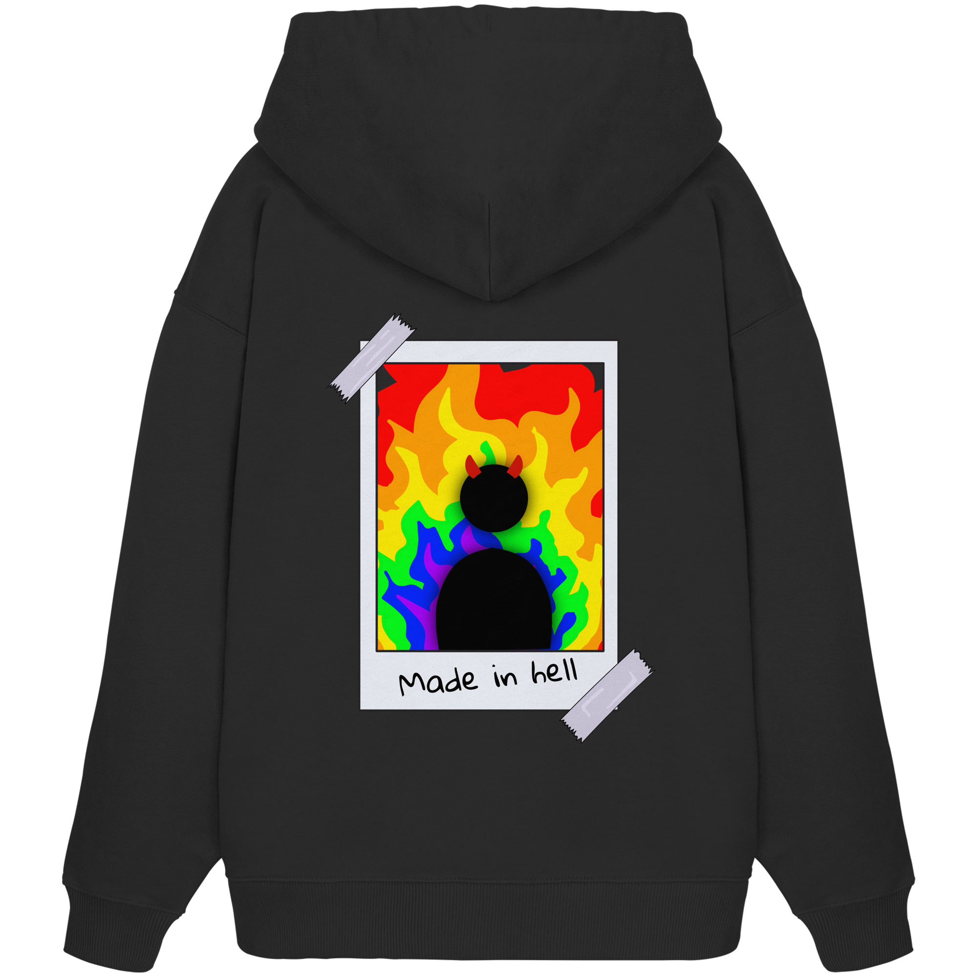 made in hell "Regenbogen Flammen Edition" Backprint - Organic Oversize Hoodie