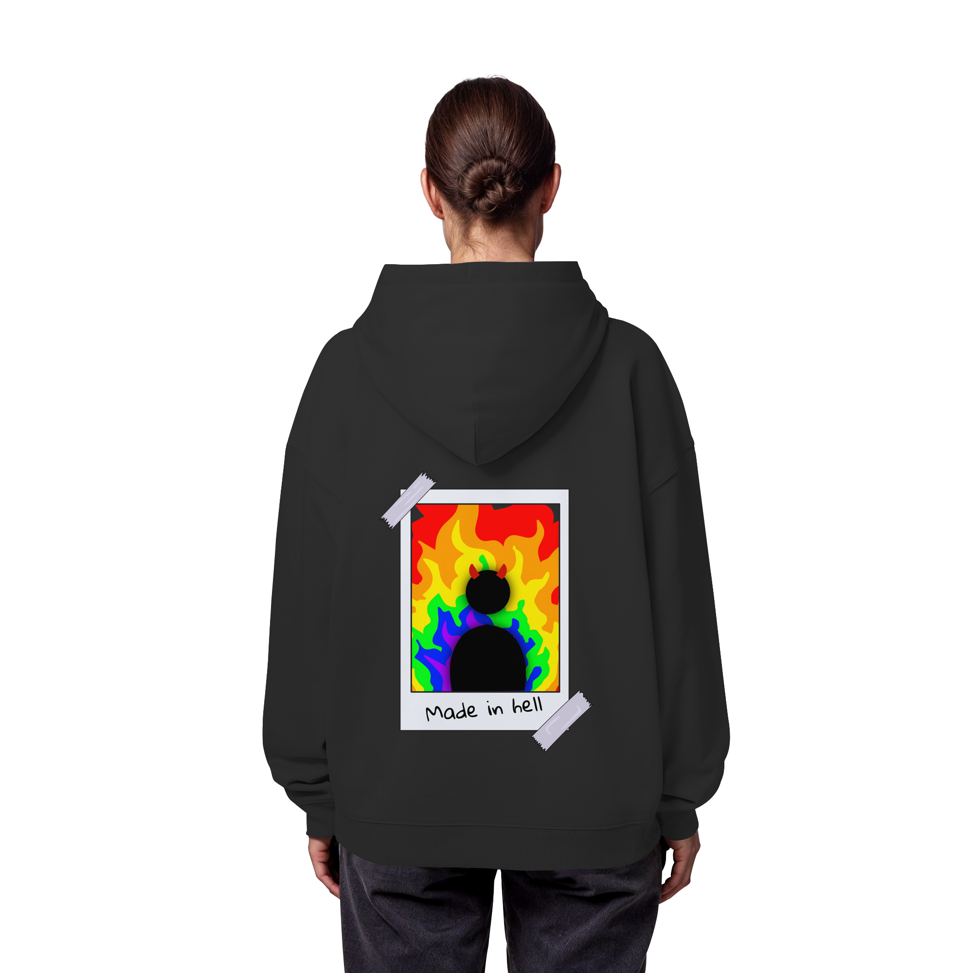 made in hell "Regenbogen Flammen Edition" Backprint - Organic Oversize Hoodie