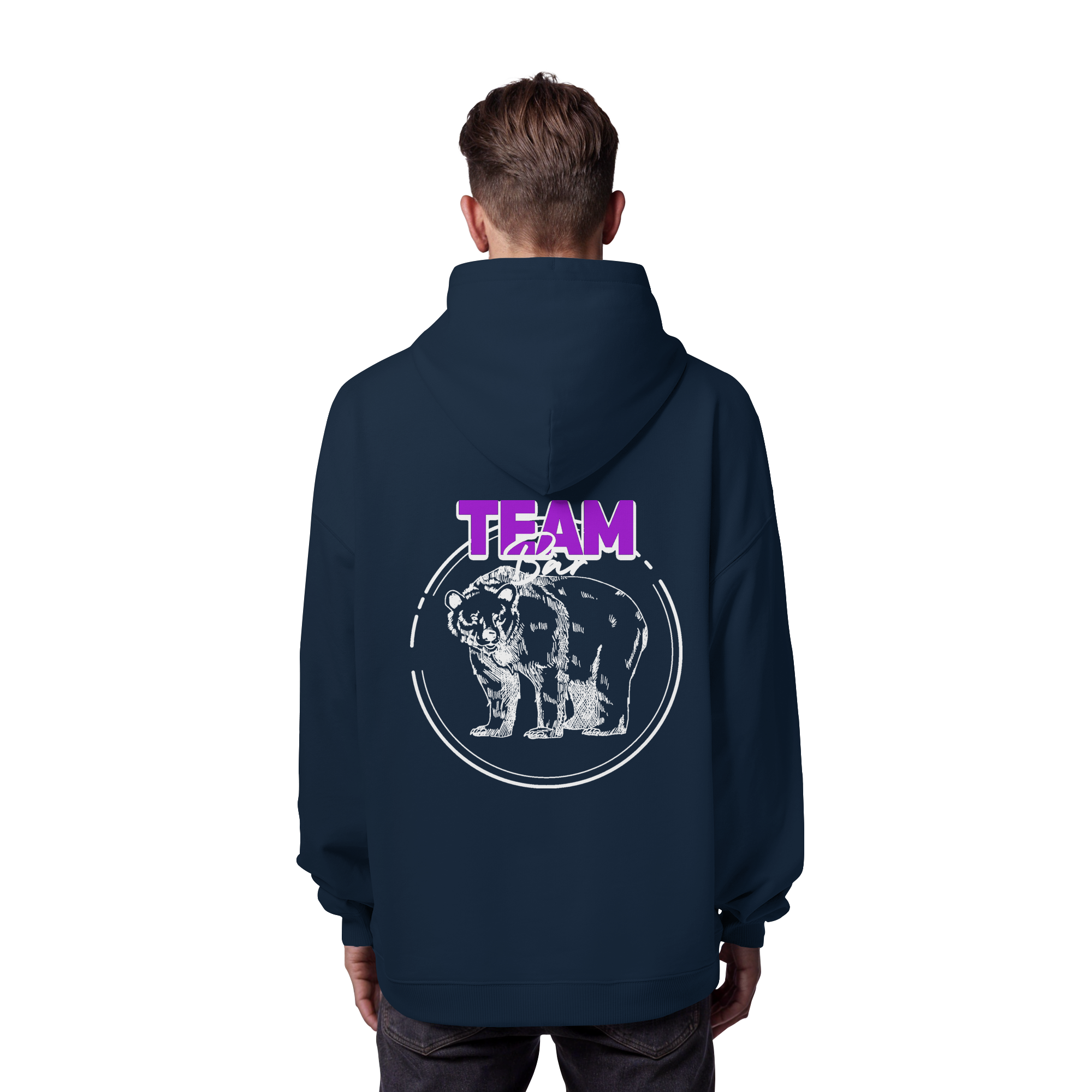 Team Bär Backprint (weiß) - Organic Oversize Hoodie