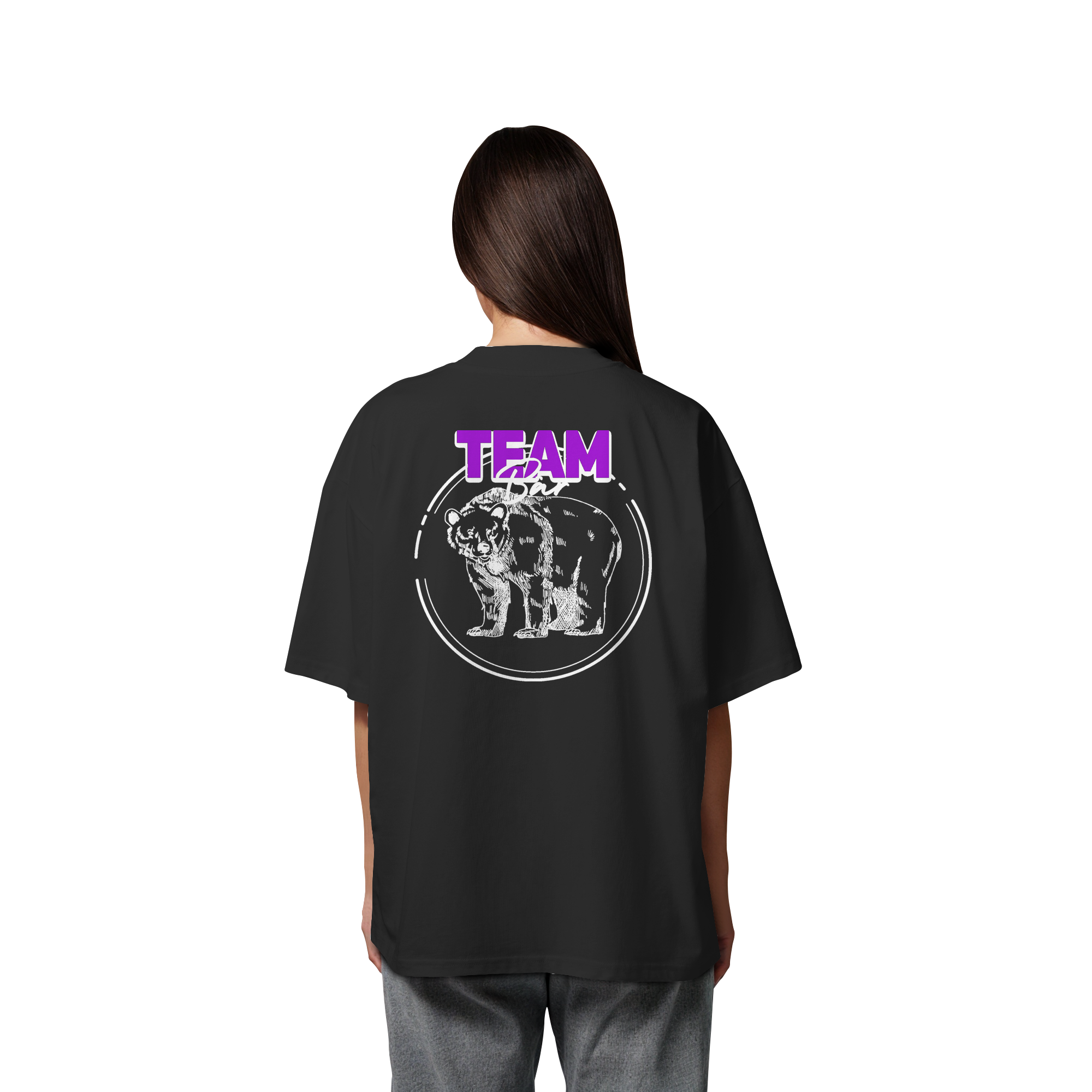 Team Bär Backprint (weiß) - Organic Oversize Shirt