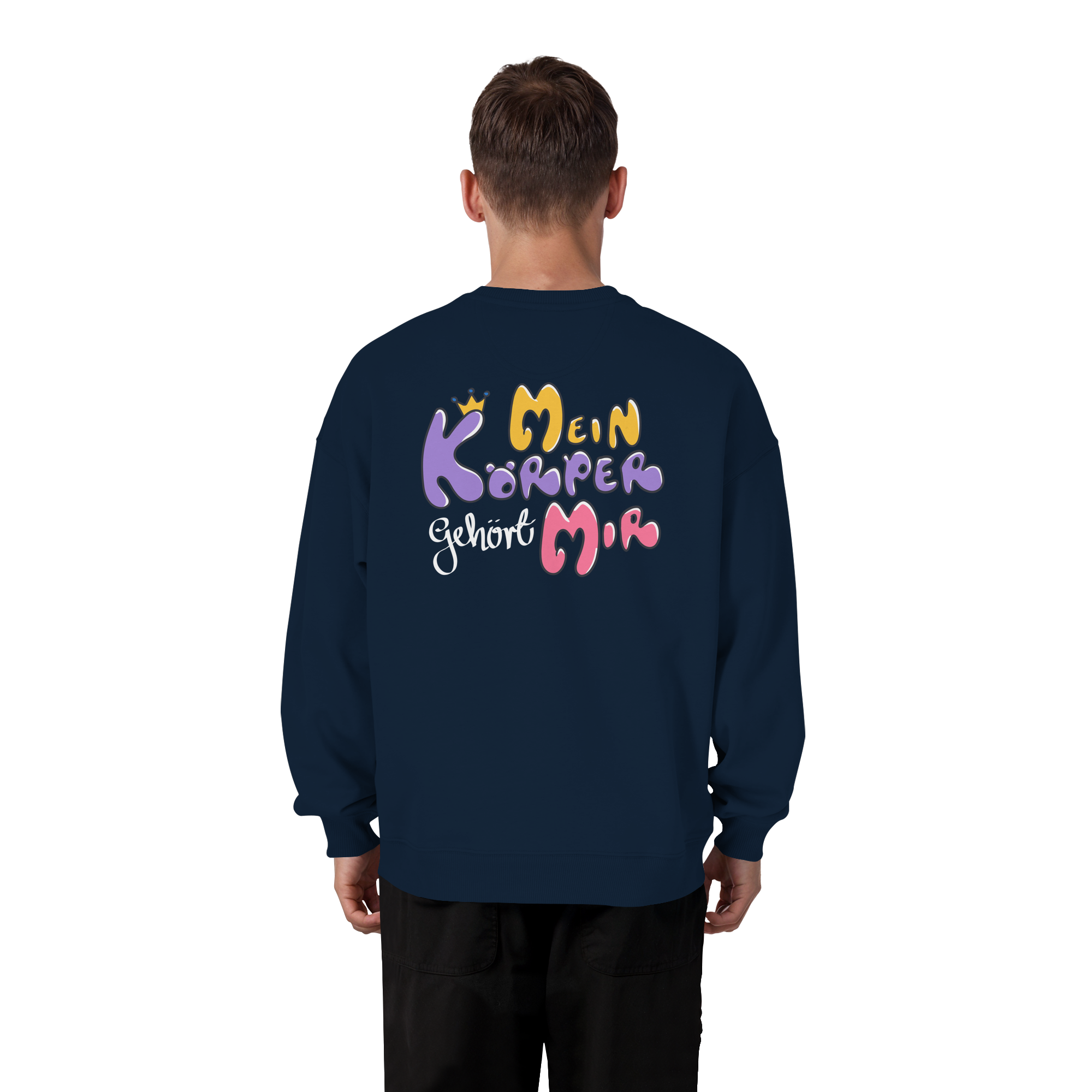 Survivor Queens Logo mit "Mein Körper gehört mir" Backprint (dunkel) - Organic Oversize Sweatshirt