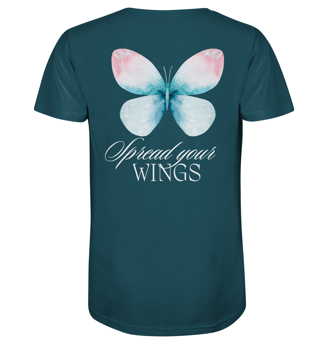 Spread your Wings (weiße Schrift) Backprint - Organic Shirt