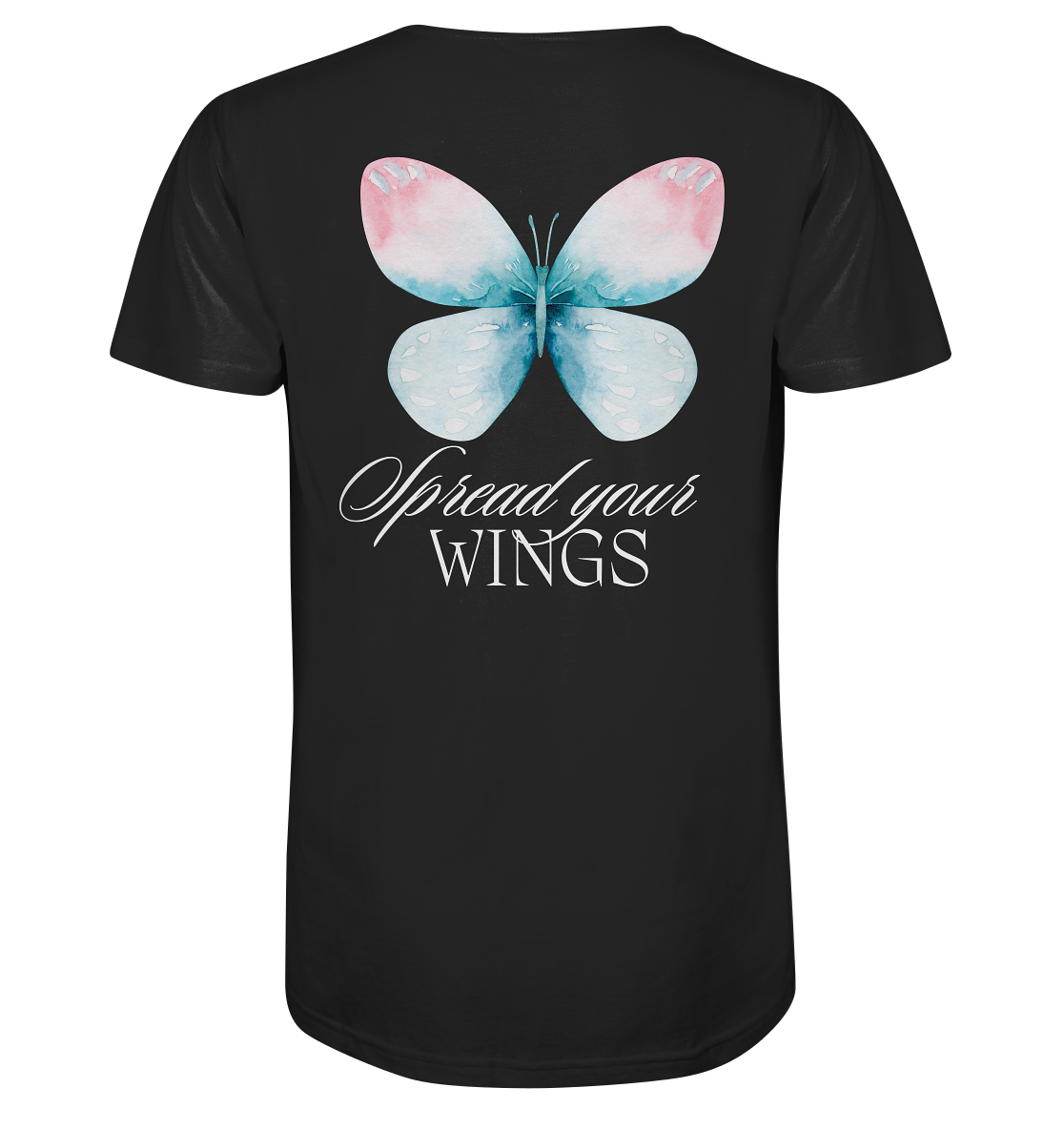 Spread your Wings (weiße Schrift) Backprint - Organic Shirt