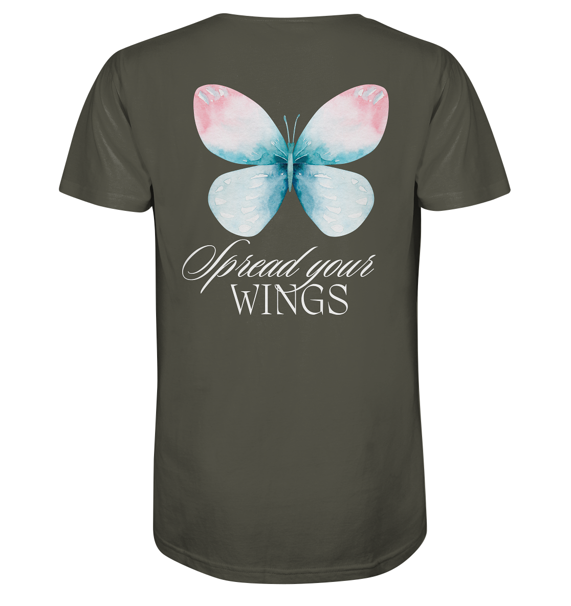 Spread your Wings (weiße Schrift) Backprint - Organic Shirt