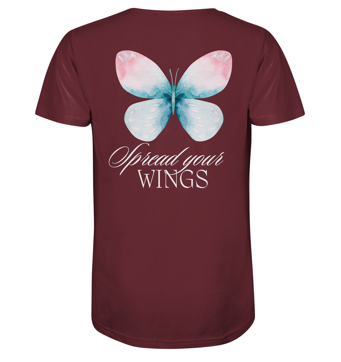 Spread your Wings (weiße Schrift) Backprint - Organic Shirt