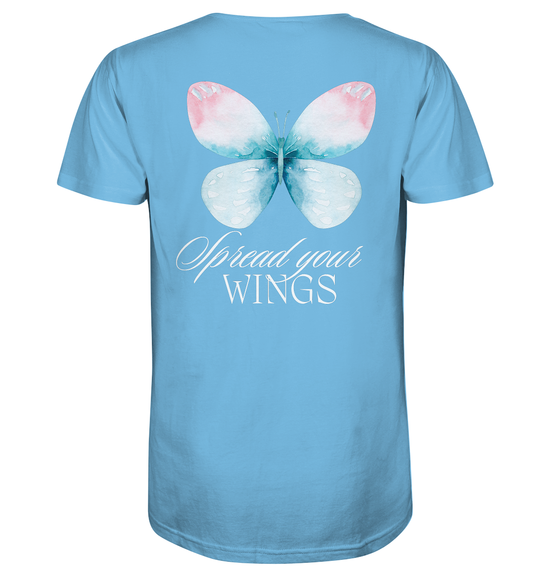Spread your Wings (weiße Schrift) Backprint - Organic Shirt