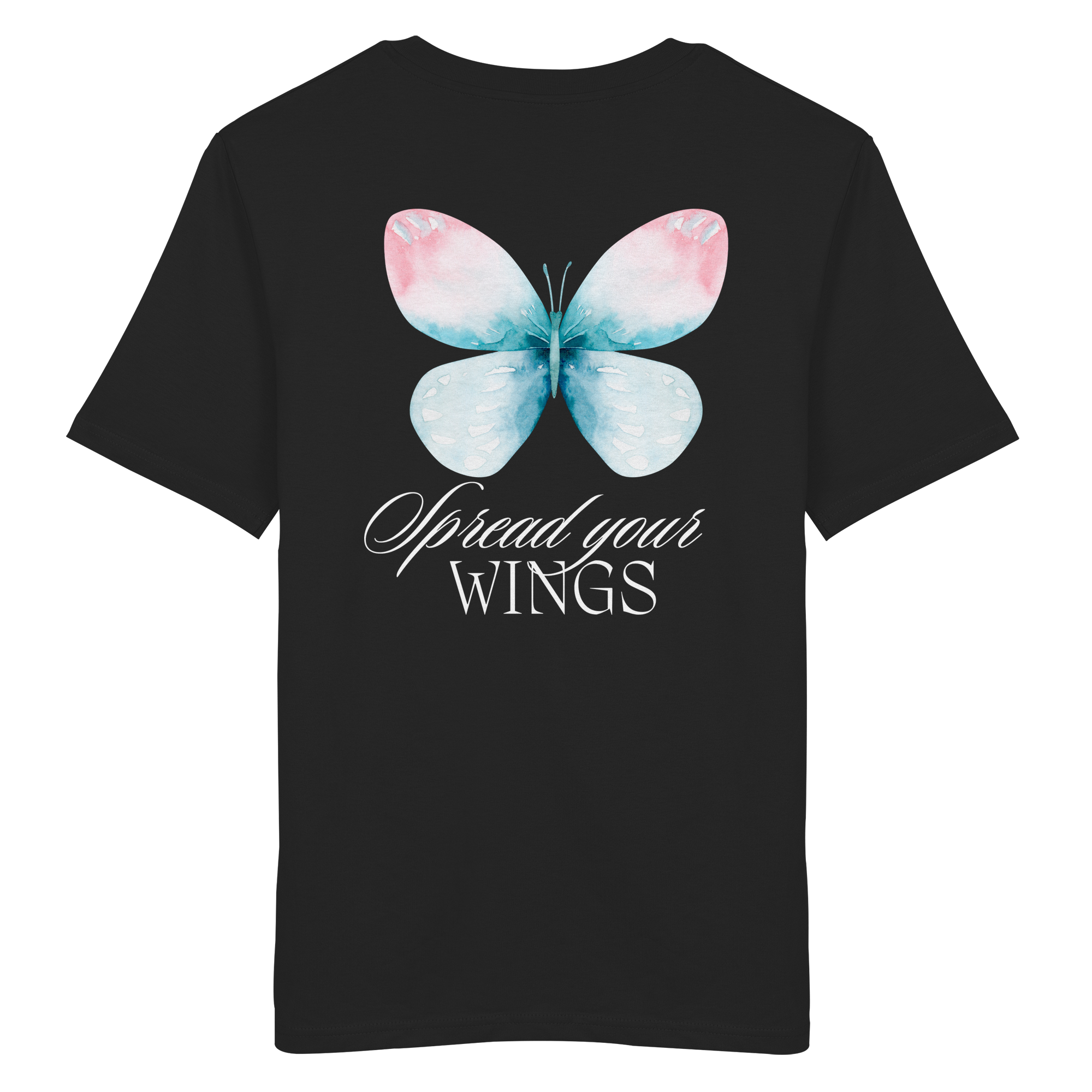 Spread your Wings (weiße Schrift) Backprint - Organic Shirt
