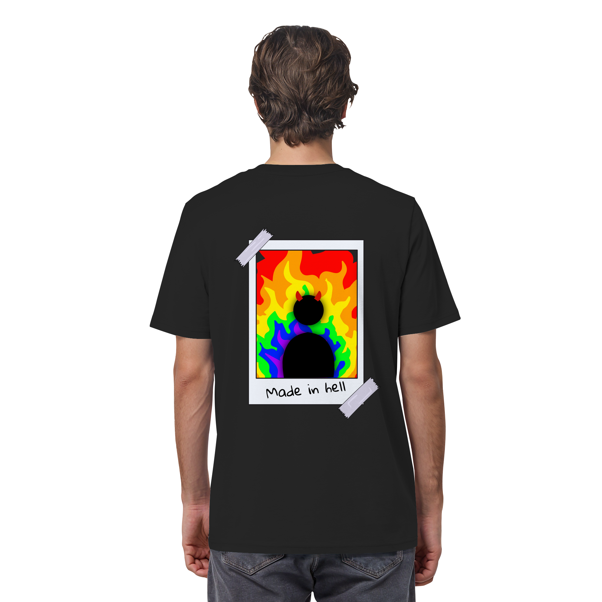 made in hell "Regenbogen Flammen Edition" Backprint - Organic Shirt