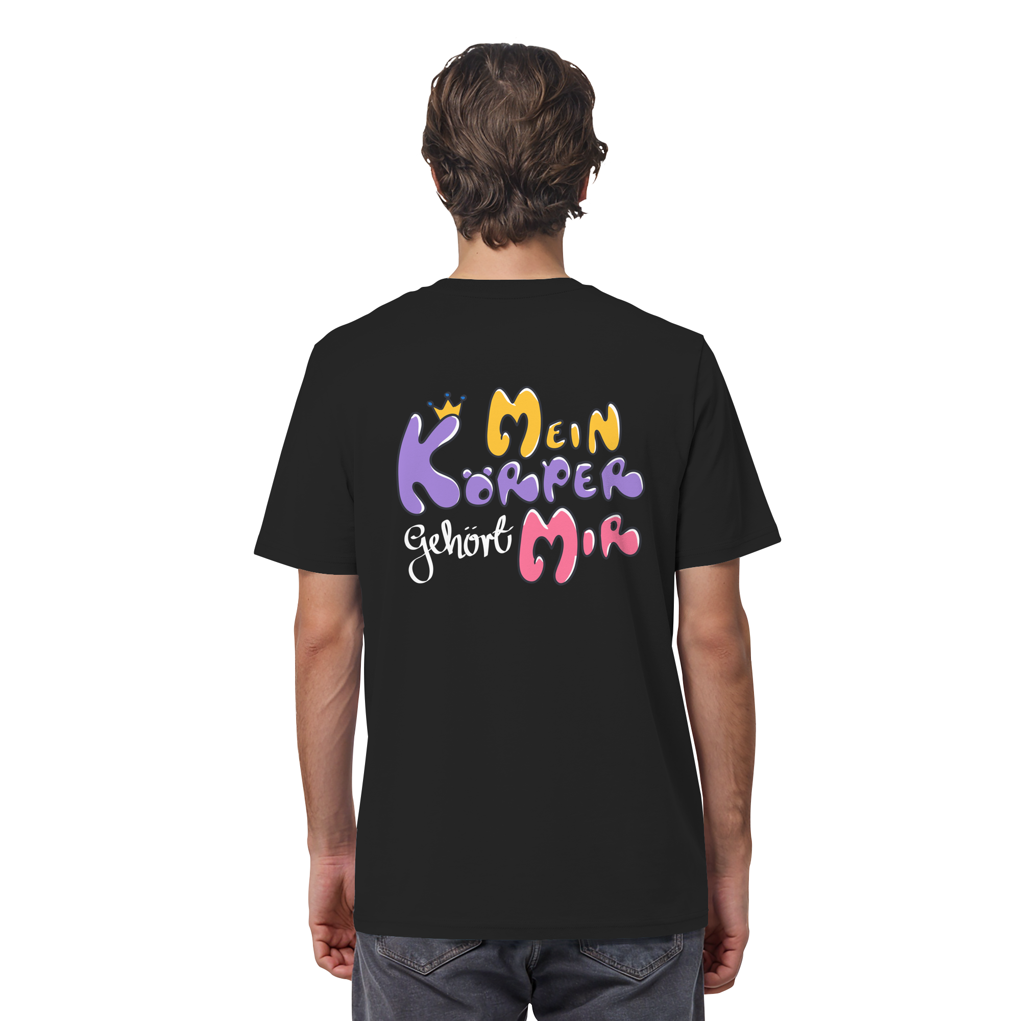 Survivor Queens Logo mit "Mein Körper gehört mir" Backprint (dunkel) - Organic Shirt