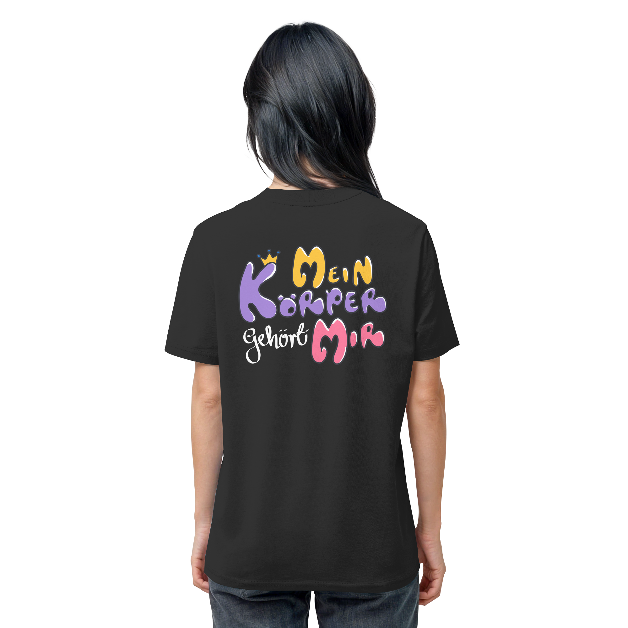Survivor Queens Logo mit "Mein Körper gehört mir" Backprint (dunkel) - Organic Shirt