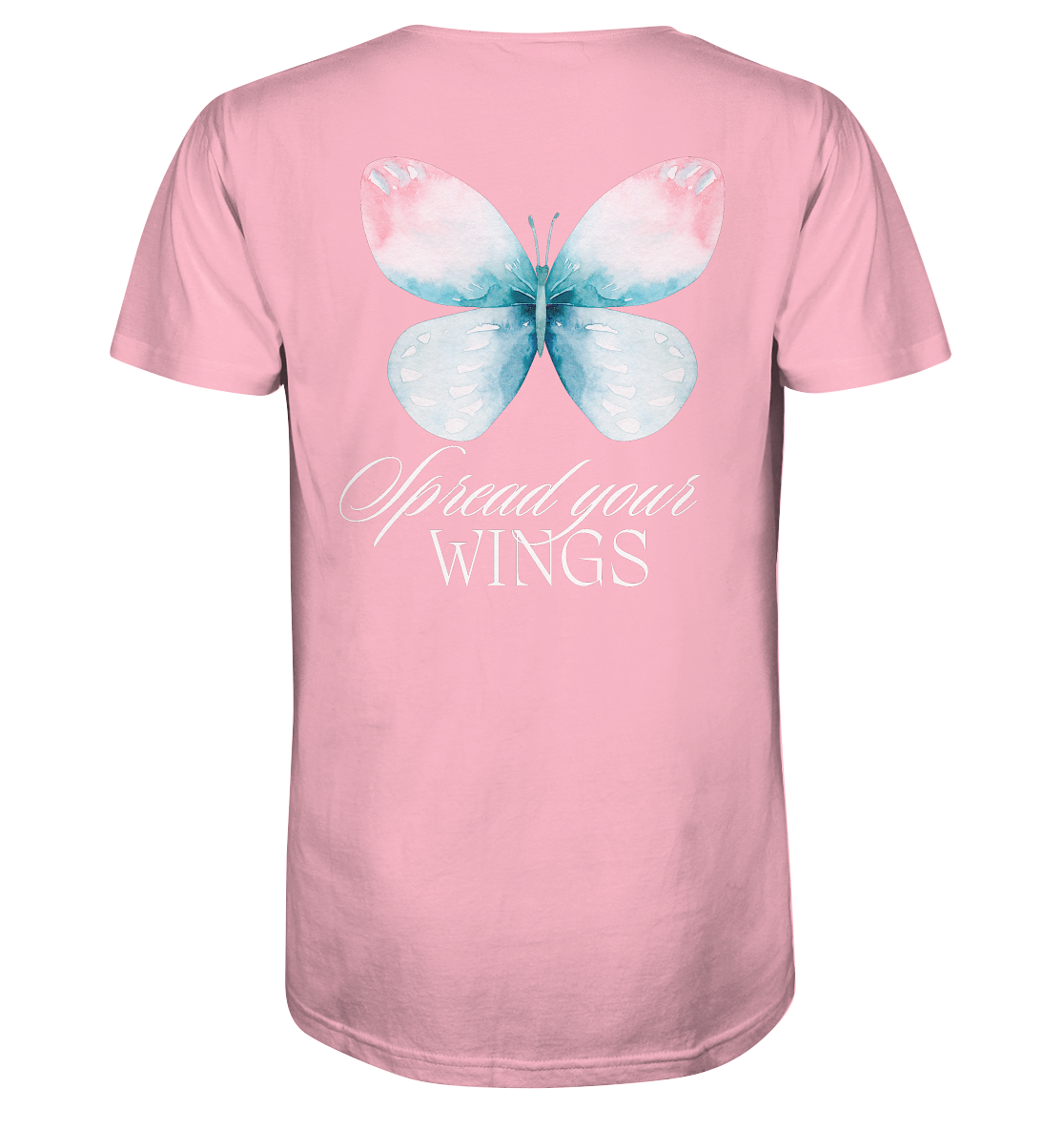 Spread your Wings (weiße Schrift) Backprint - Organic Shirt